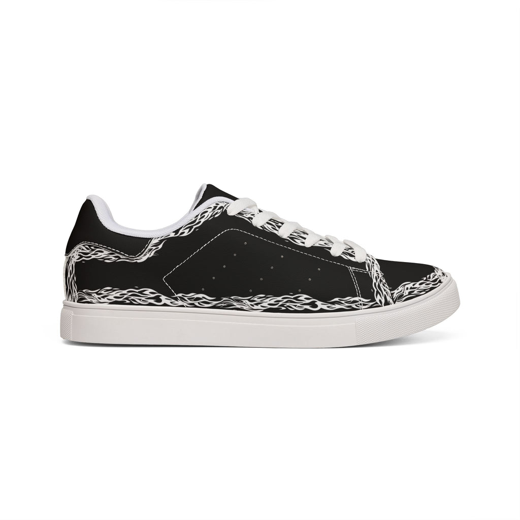 Leather Low-Top Sneakers — Black/White Men’s Casual Shoes