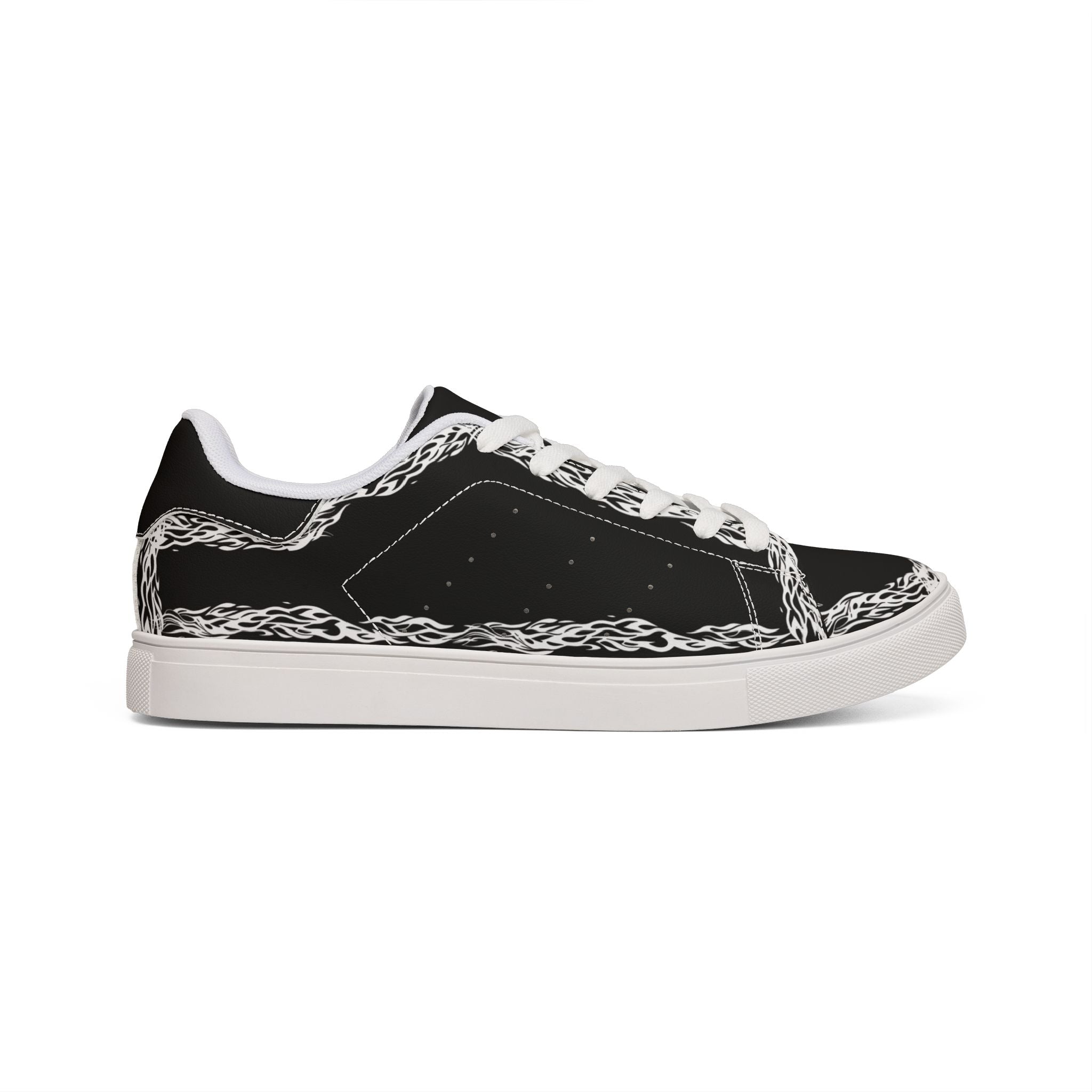 Leather Low-Top Sneakers — Black/White Men’s Casual Shoes