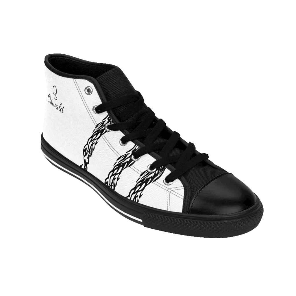 High-Top Chain Pattern Sneakers — Men's Classic Street Shoes