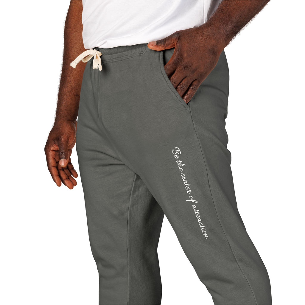 Garment-Dyed Fleece Sweatpants — Minimal Vertical Script Joggers