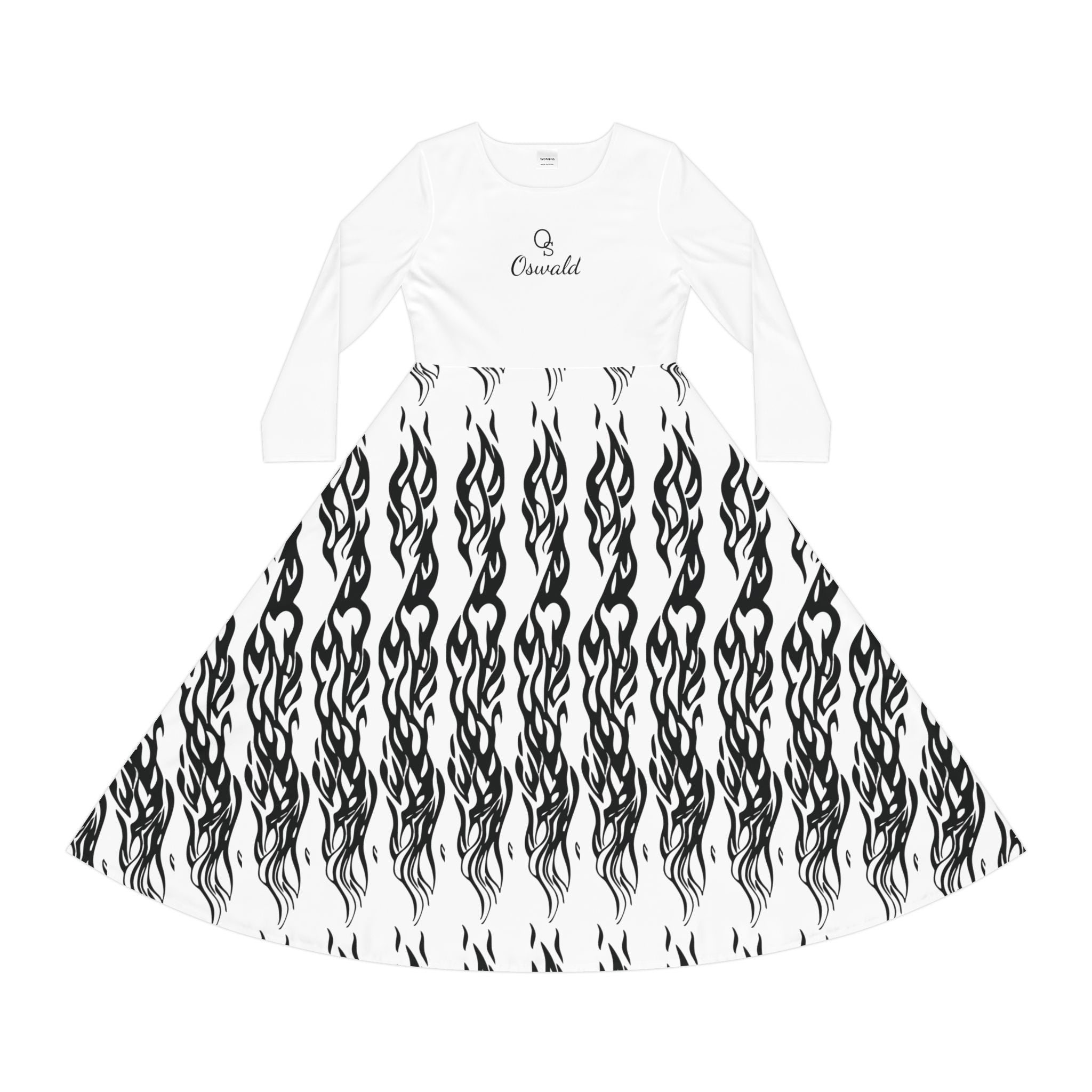 Long Sleeve Dance Dress — Women's AOP Skater Midi