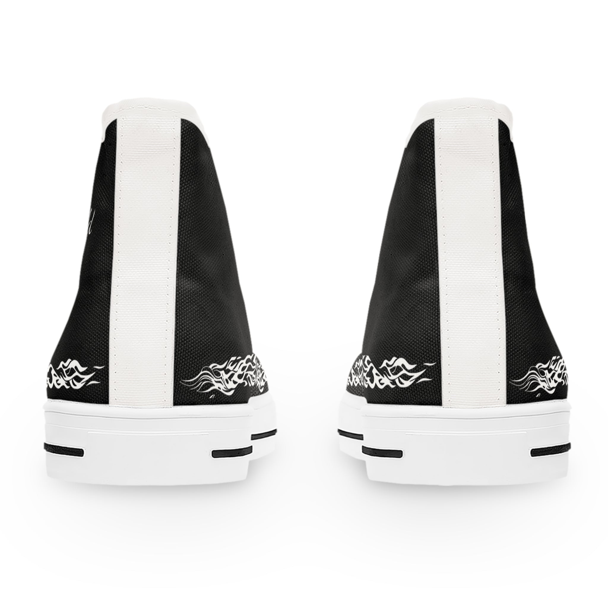 Women's High Top Sneakers — Black Tribal Chain Graphic Athletic Shoes