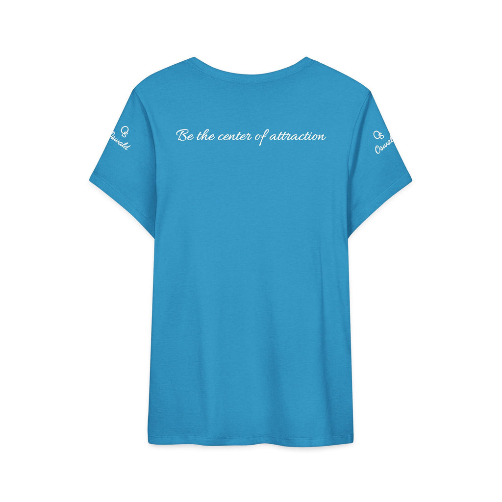 Oswald Script Women’s Tee — “Be the center of attraction” Graphic Shirt