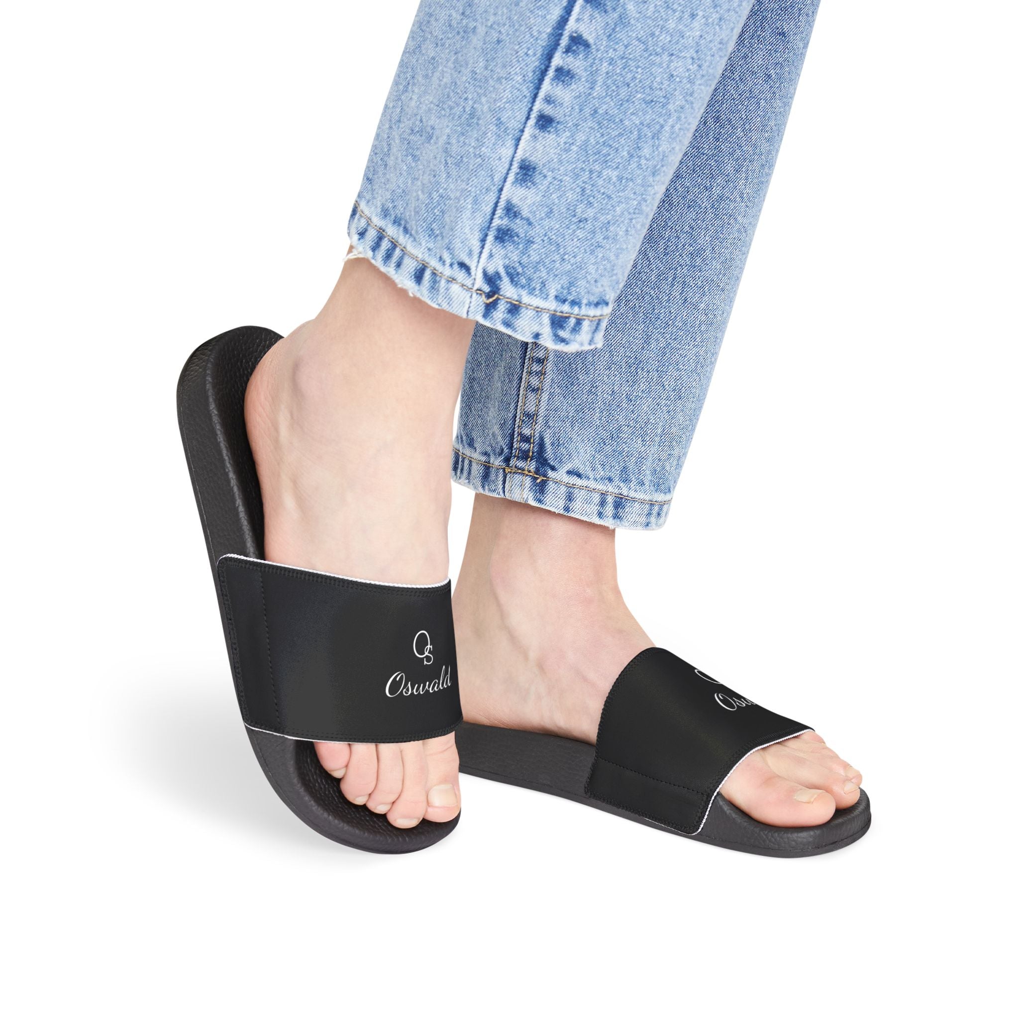 Women's Removable-Strap Sandals — Black Slide Sandals with Interchangeable Strap