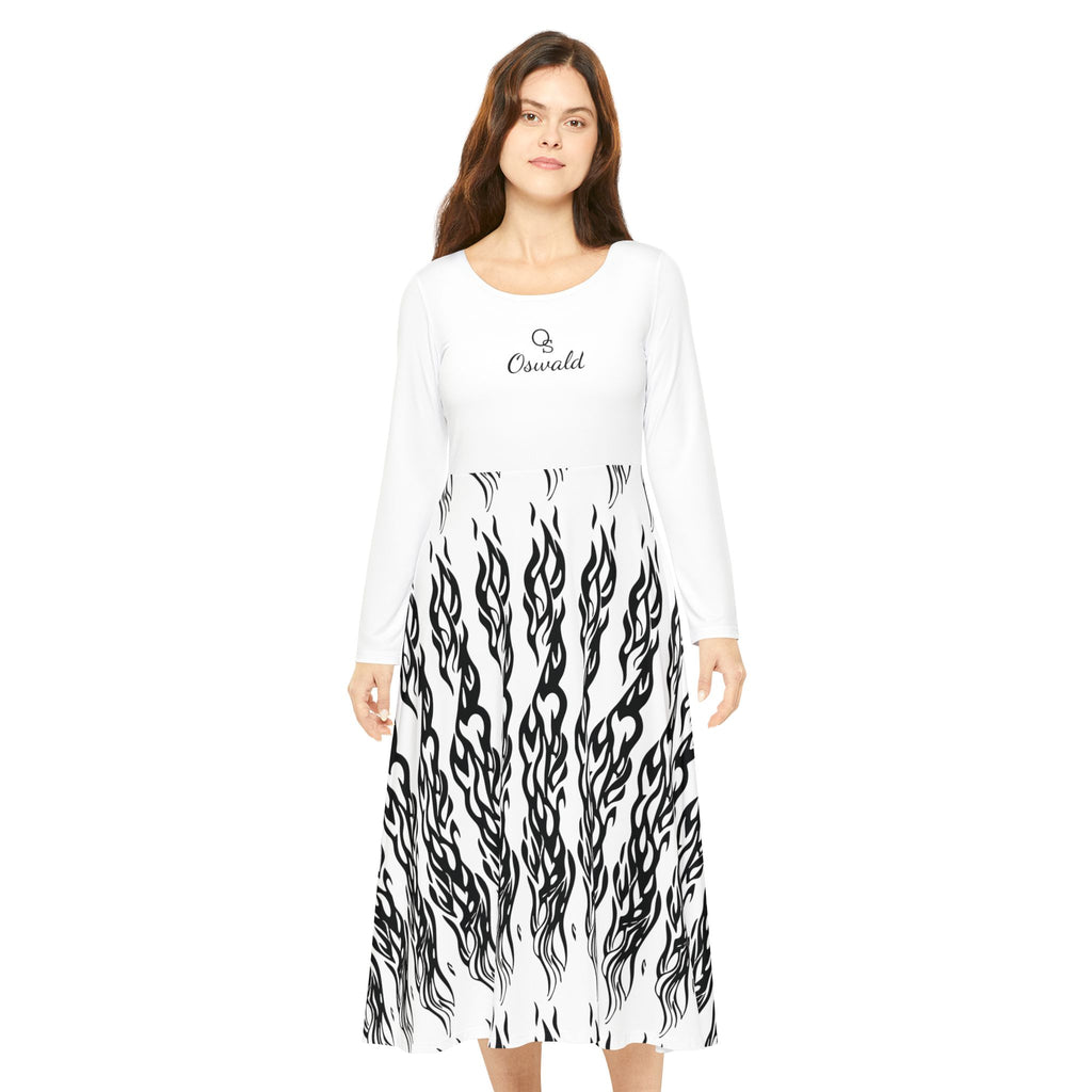 Long Sleeve Dance Dress — Women's AOP Skater Midi