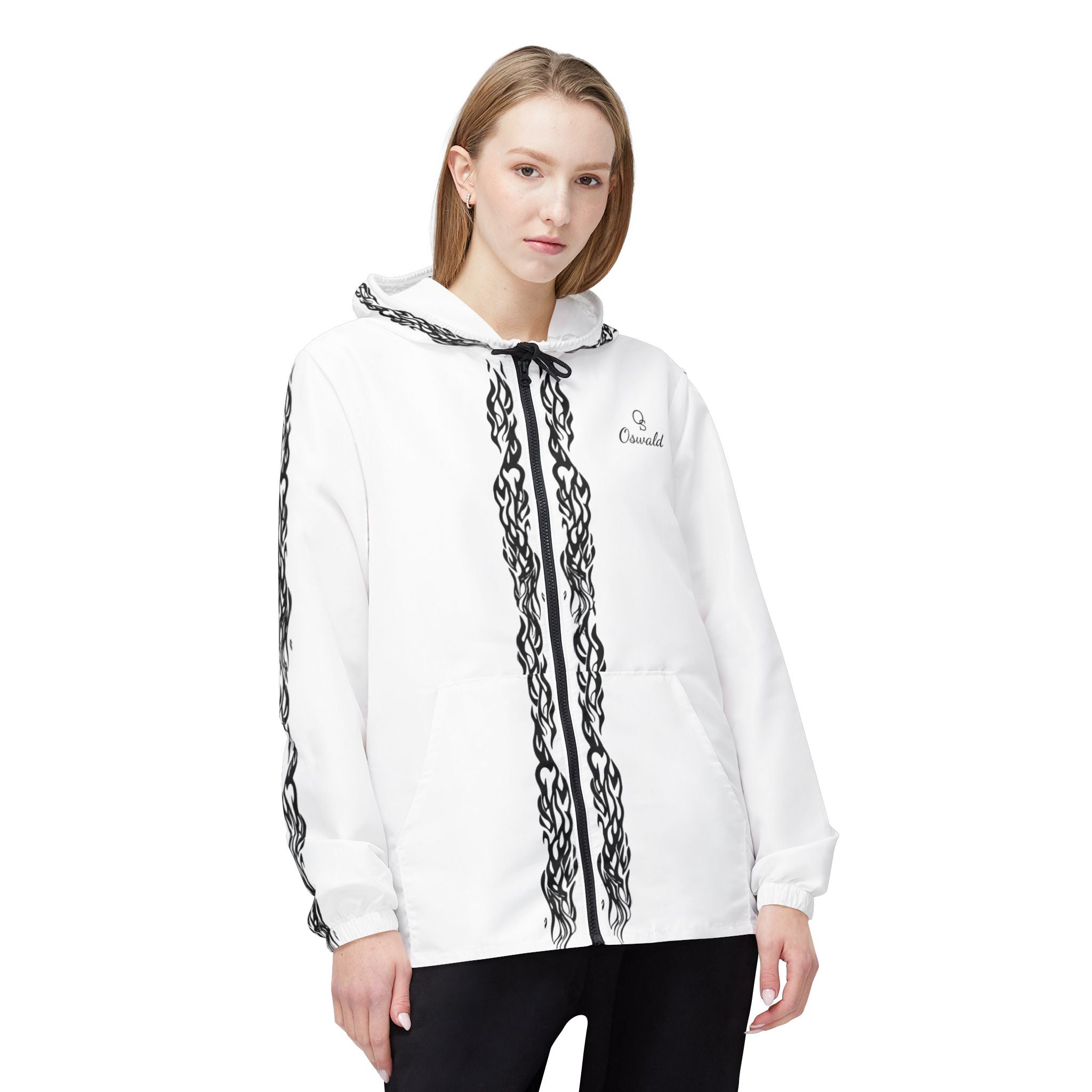 Oswald White Lace-Trim Windbreaker Jacket