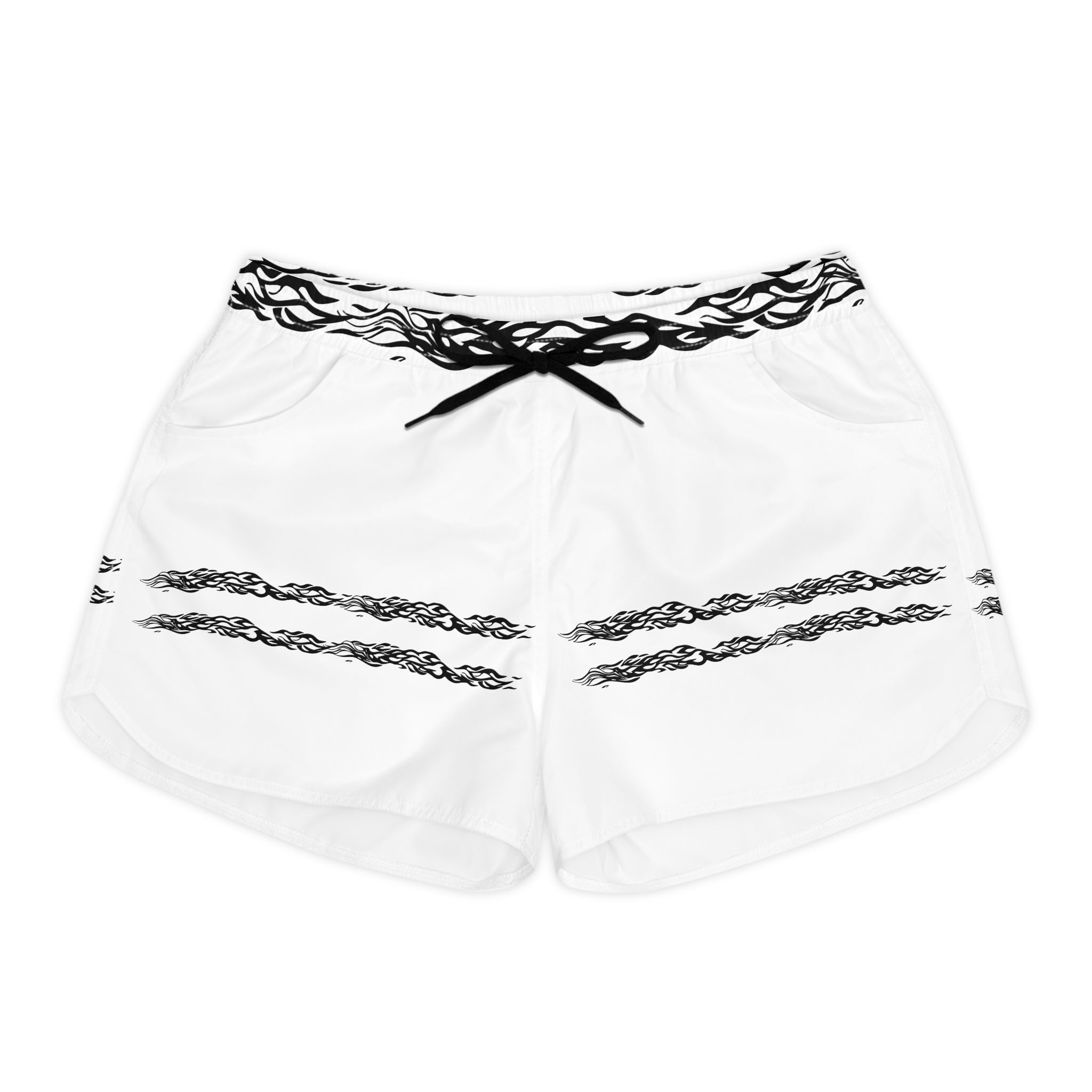 Women's Casual Shorts — Black Tribal Stripe Design