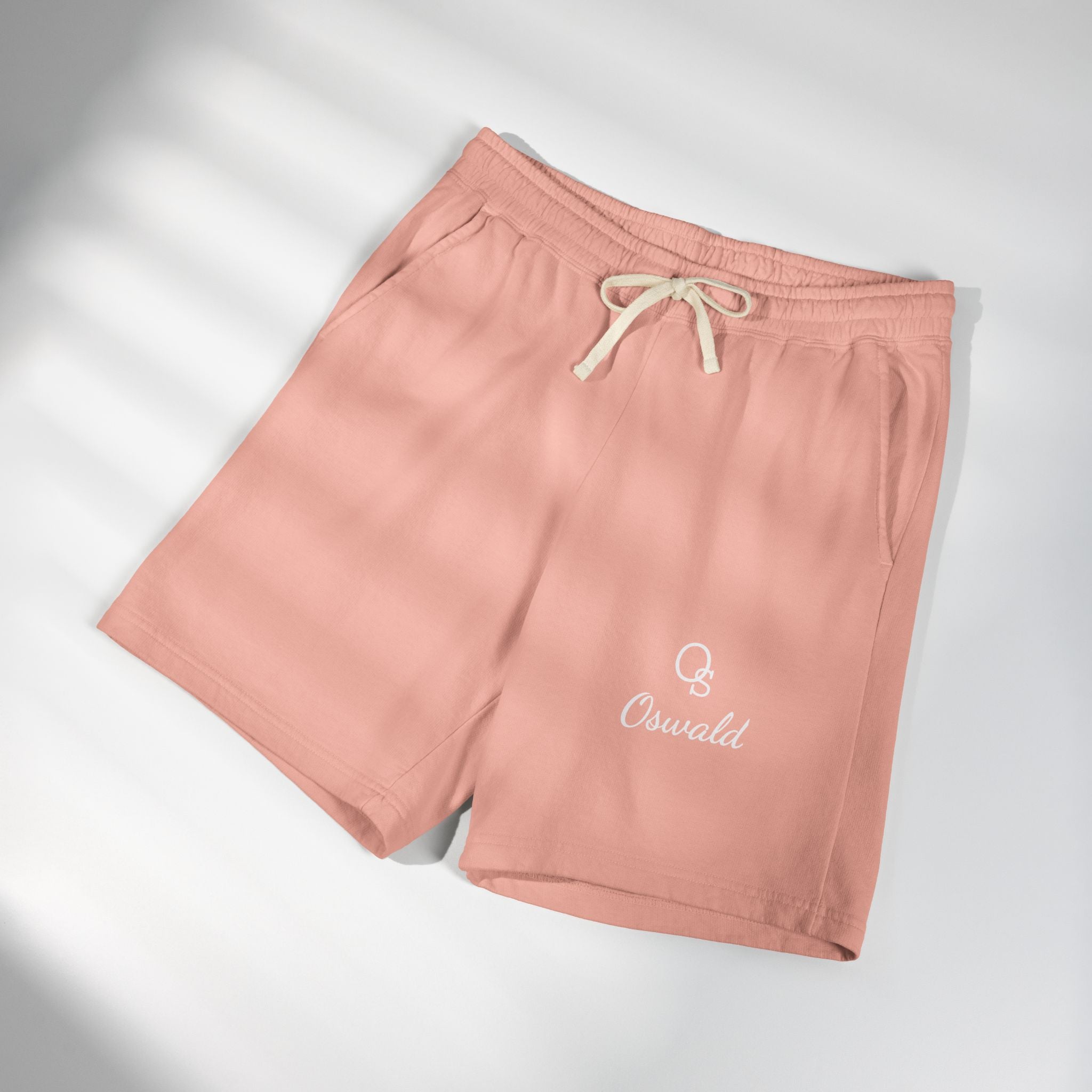 Lightweight Fleece Sweat Shorts — Casual Garment-Dyed Lounge Shorts with Script Logo