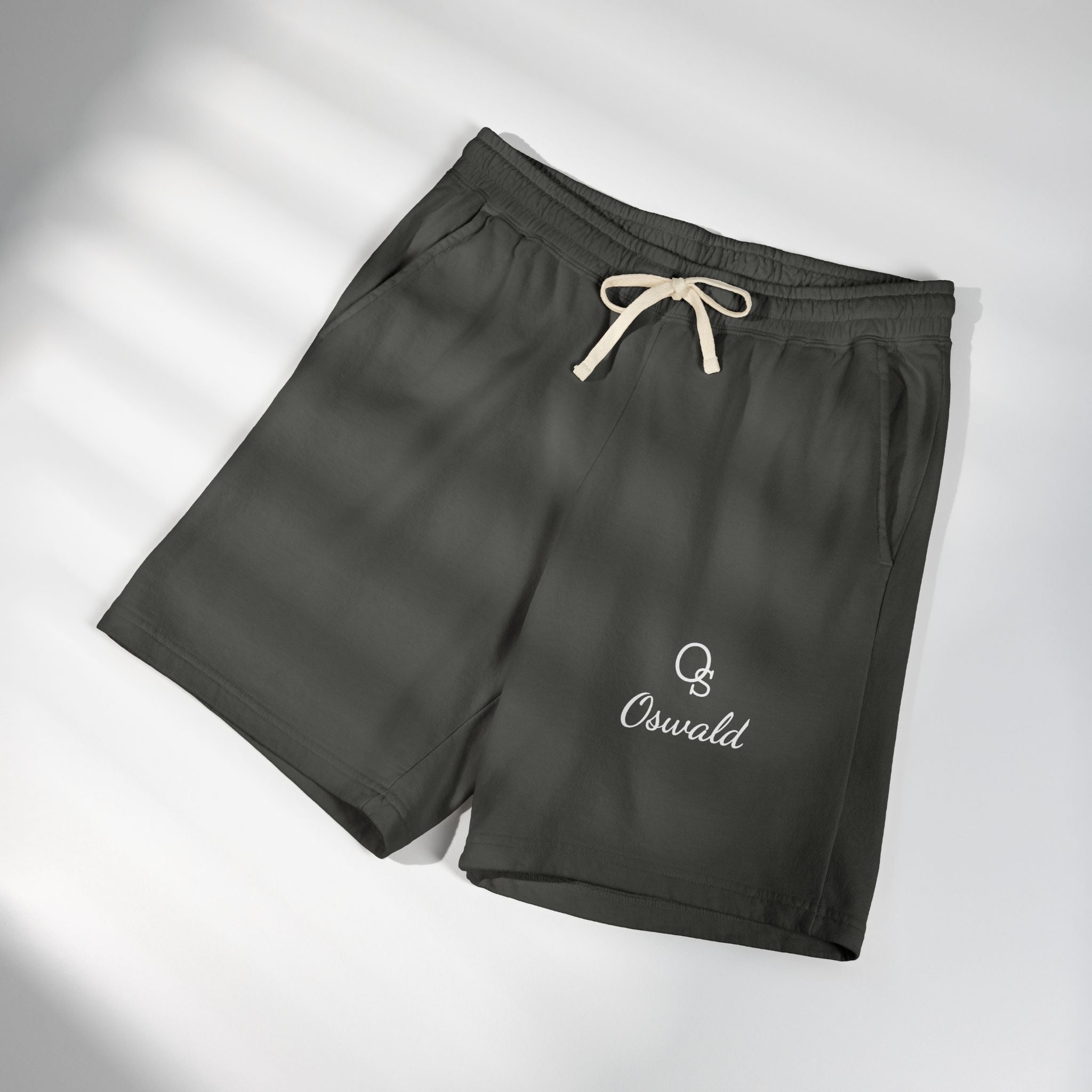 Lightweight Fleece Sweat Shorts — Casual Garment-Dyed Lounge Shorts with Script Logo