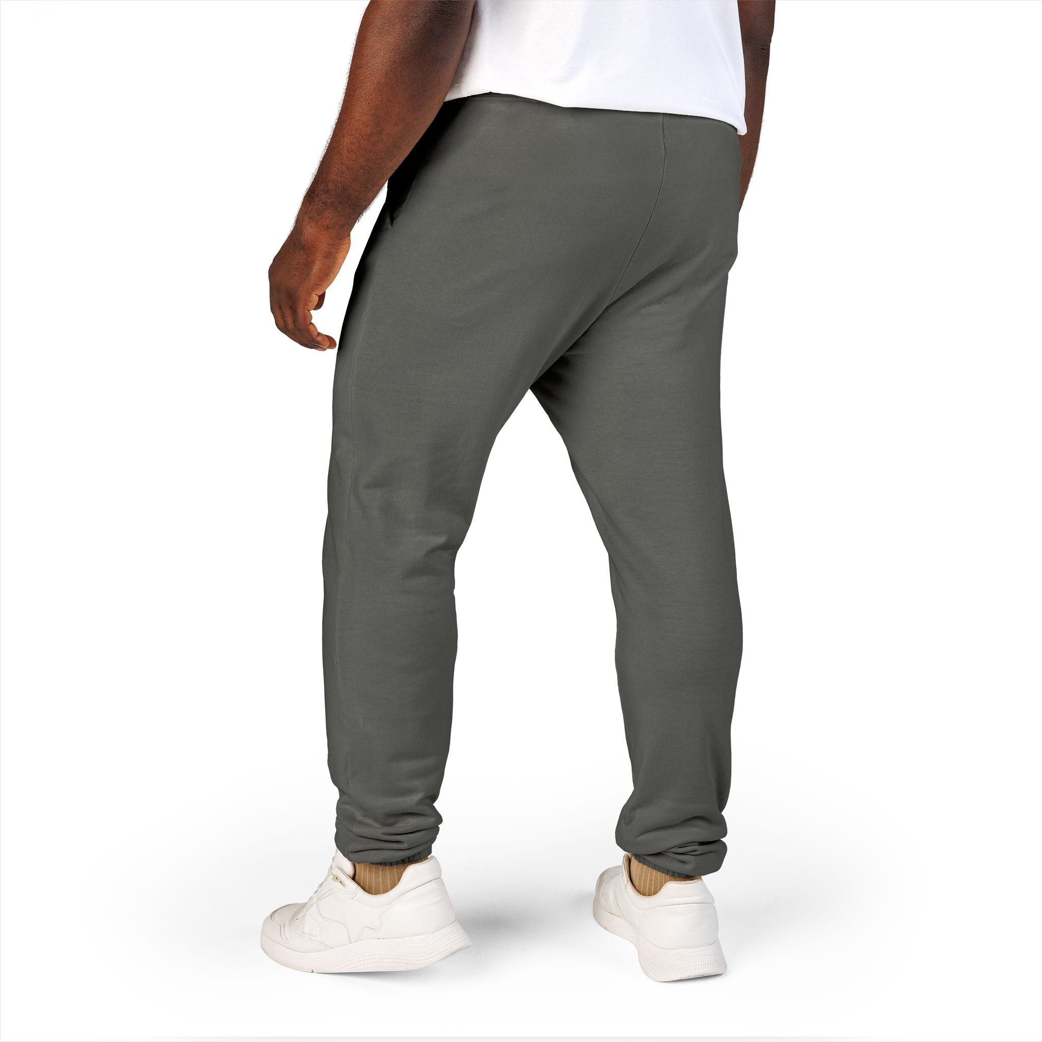 Garment-Dyed Fleece Sweatpants — Minimal Vertical Script Joggers