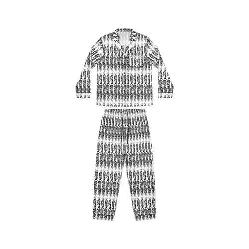 Black & White Geometric Satin Pajama Set — Women’s Luxe Sleepwear