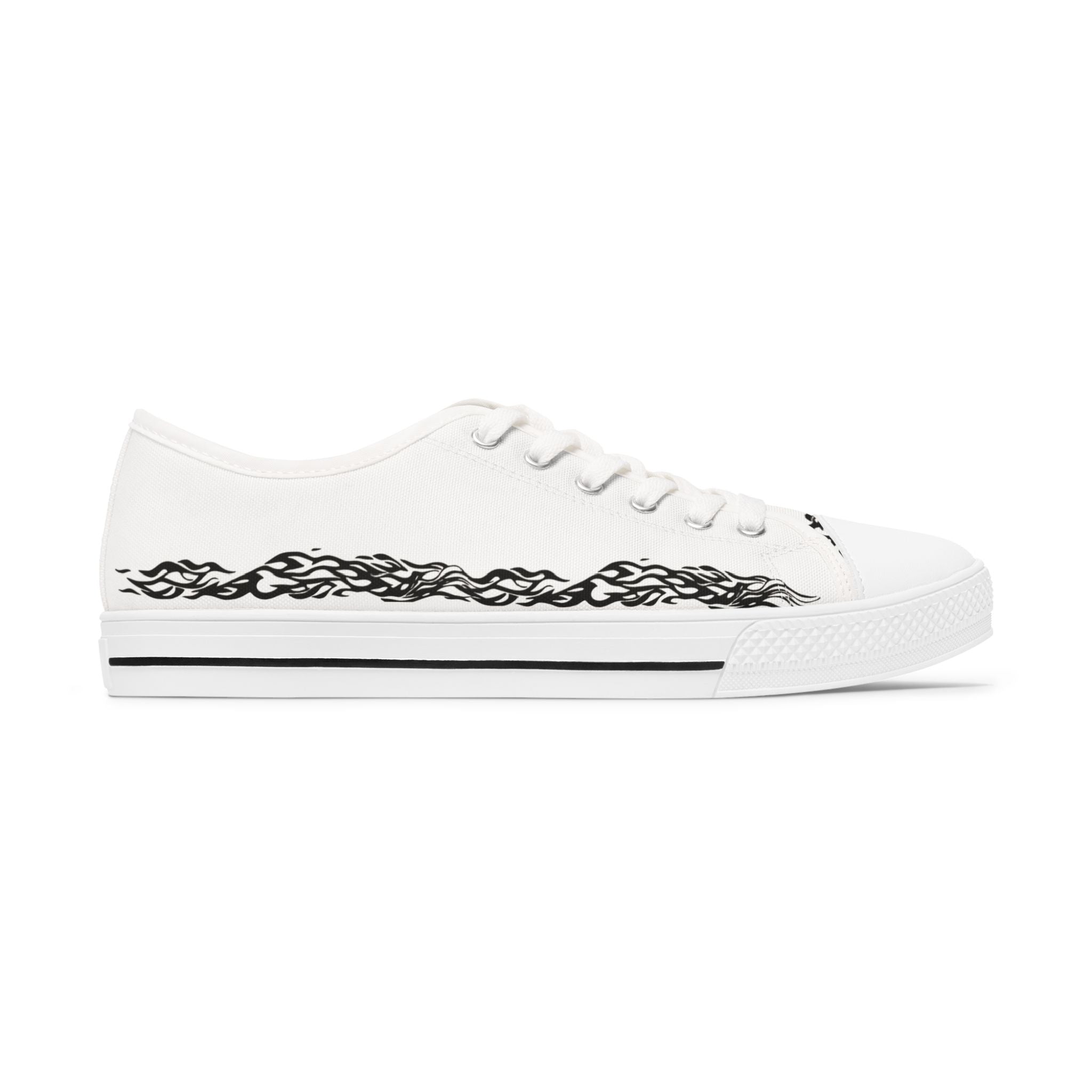 Low Top Sneakers — White Canvas with Side Print