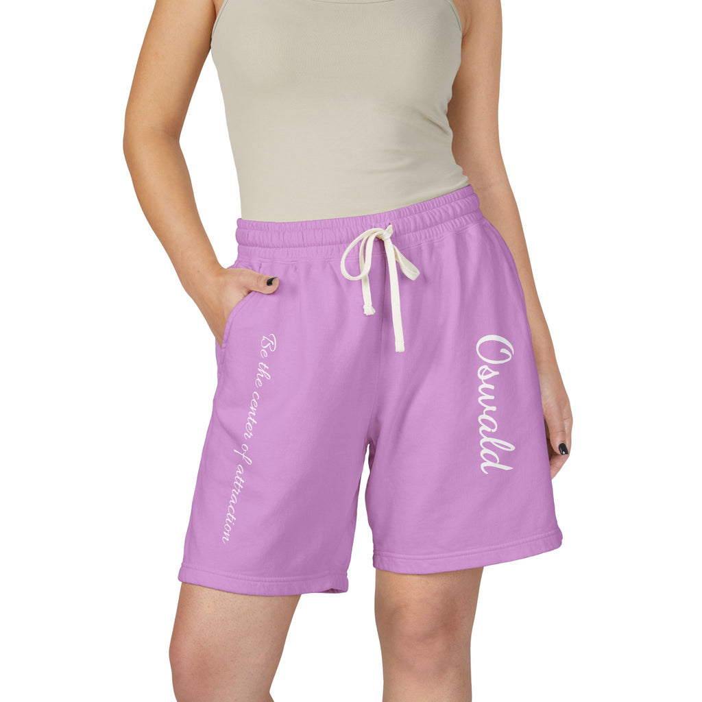 Fleece Sweat Shorts — 'Oswald' Side Script Coral Lounge Shorts