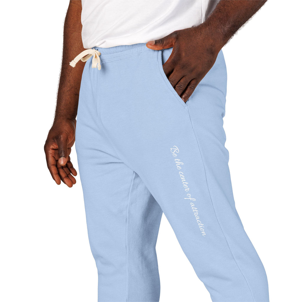 Garment-Dyed Fleece Sweatpants — Minimal Vertical Script Joggers