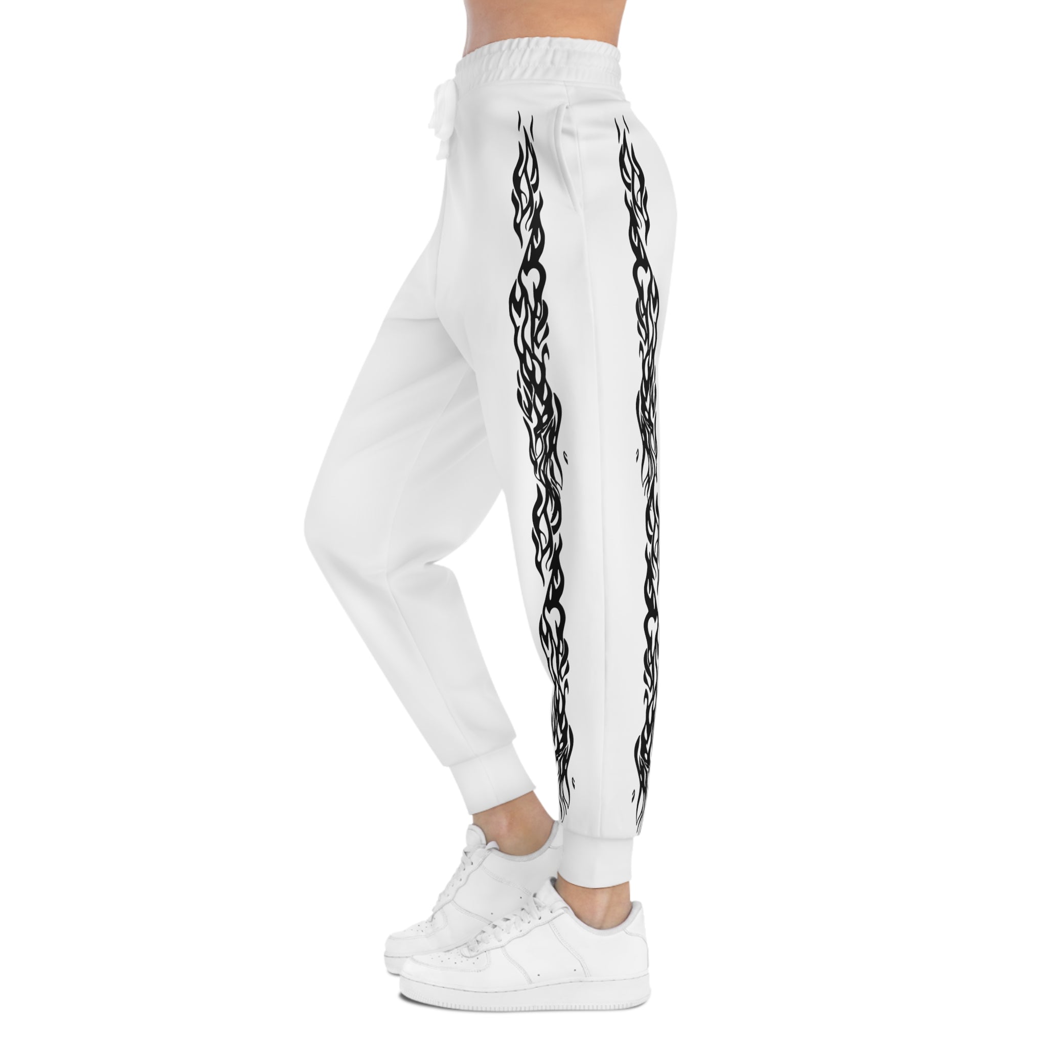 Oswald Unisex Side-Stripe Joggers — Athletic All-Over Print Sweatpants(White)