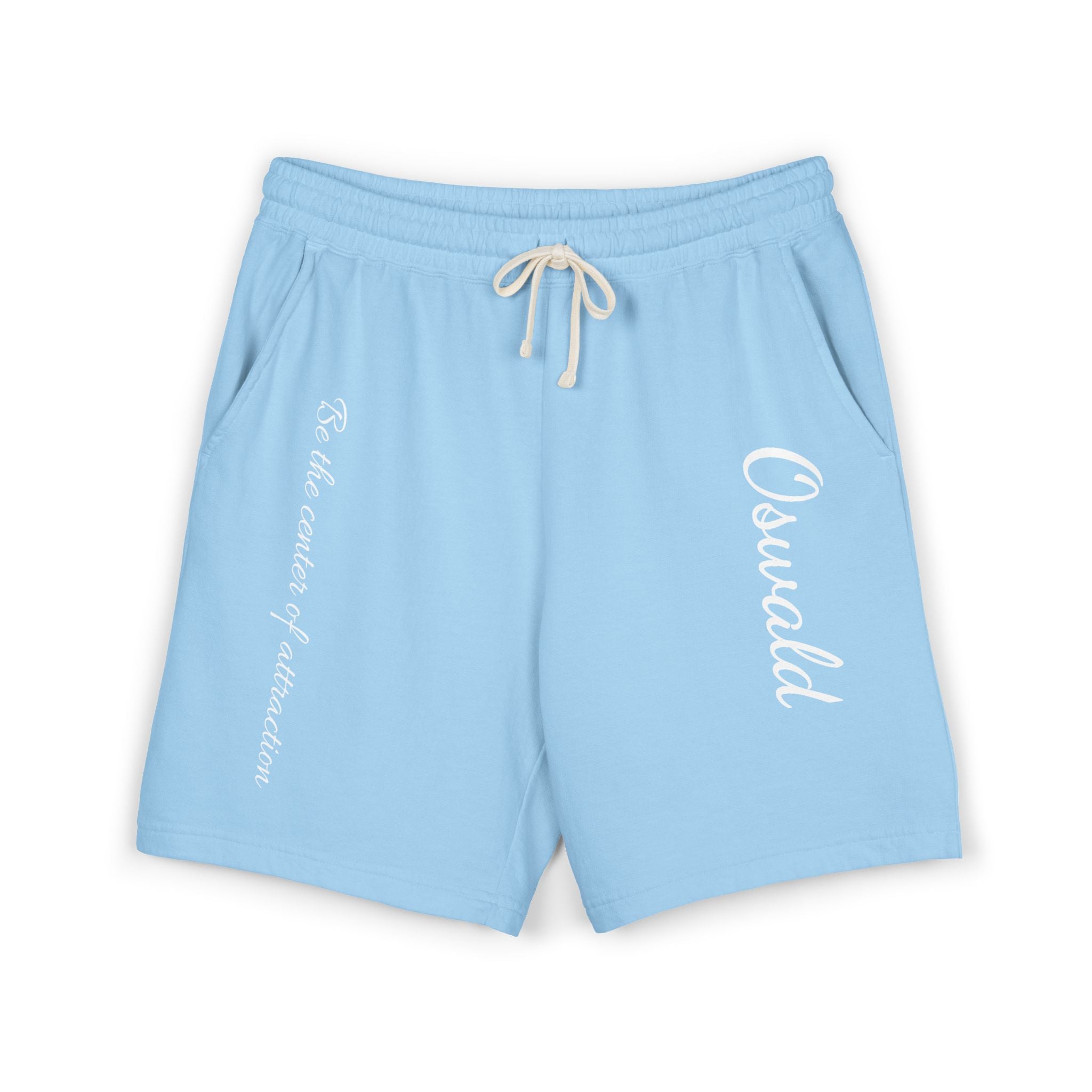 Fleece Sweat Shorts — 'Oswald' Side Script Coral Lounge Shorts
