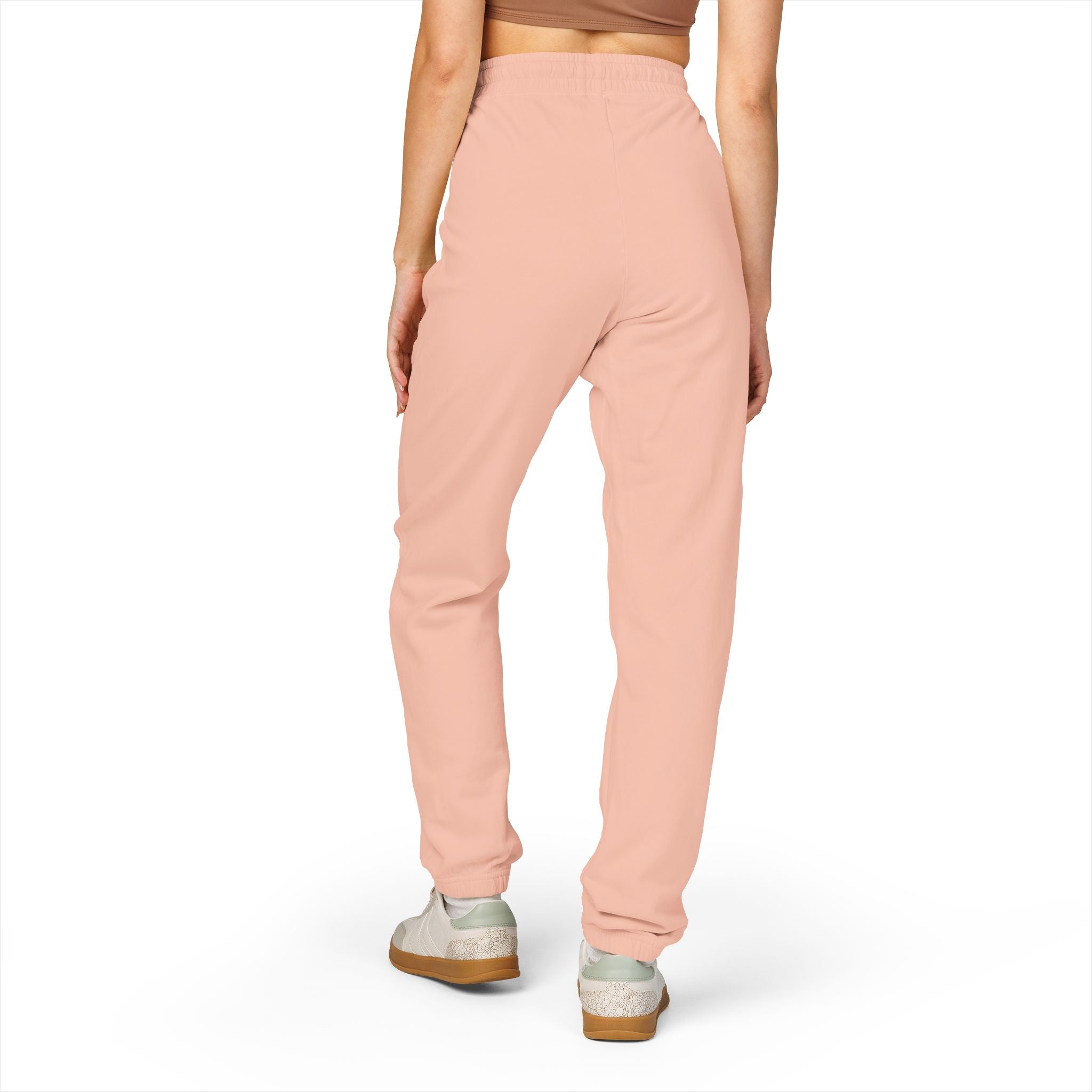 Garment-Dyed Fleece Sweatpants — Minimal Vertical Script Joggers