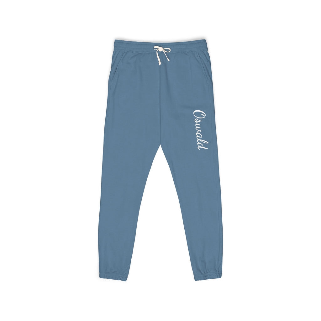 Embroidered 'Overalls' Fleece Sweatpants — Cozy Garment-Dyed Lounge Joggers