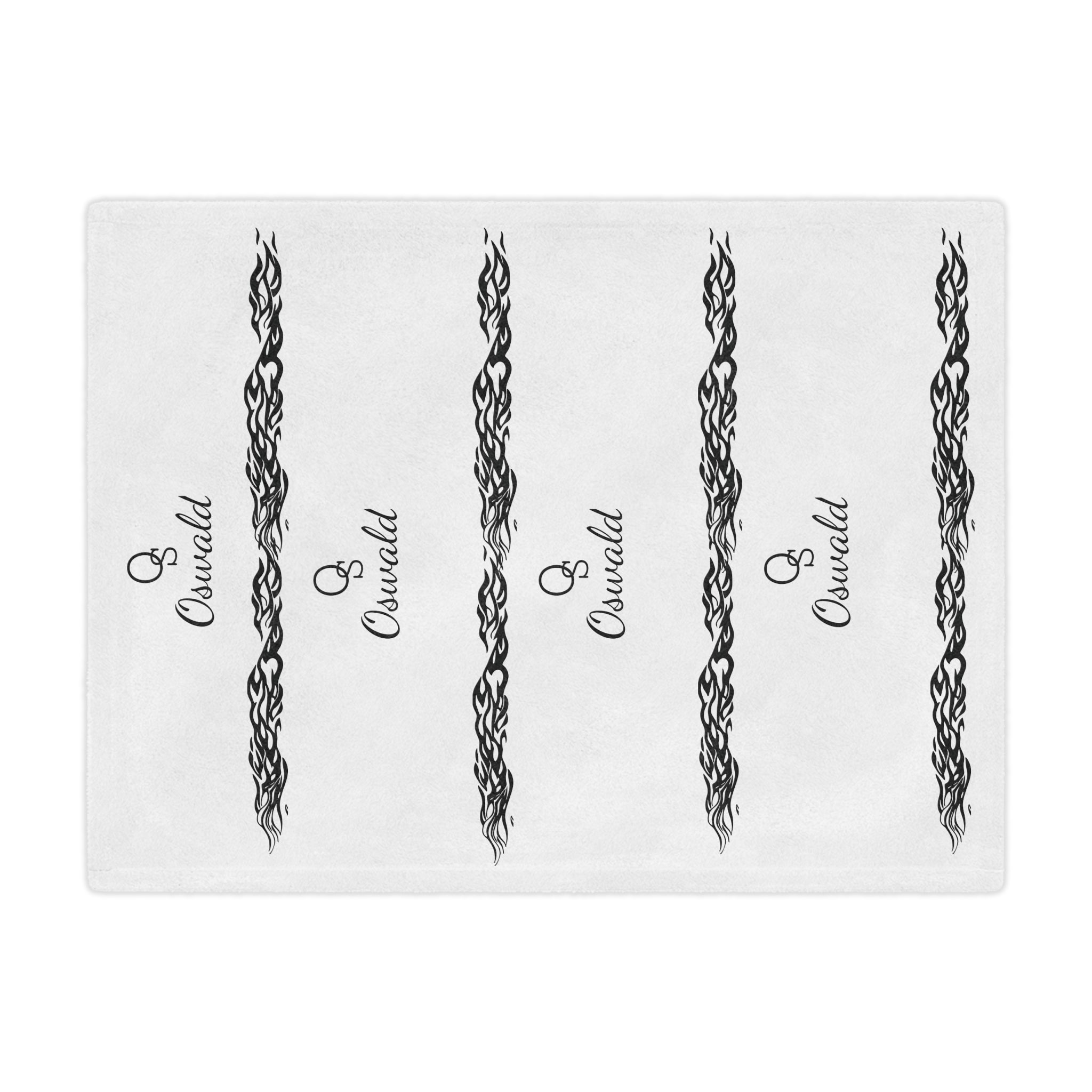 Oswald Minky Blanket – Monogram Script with Ornate Divider Stripes