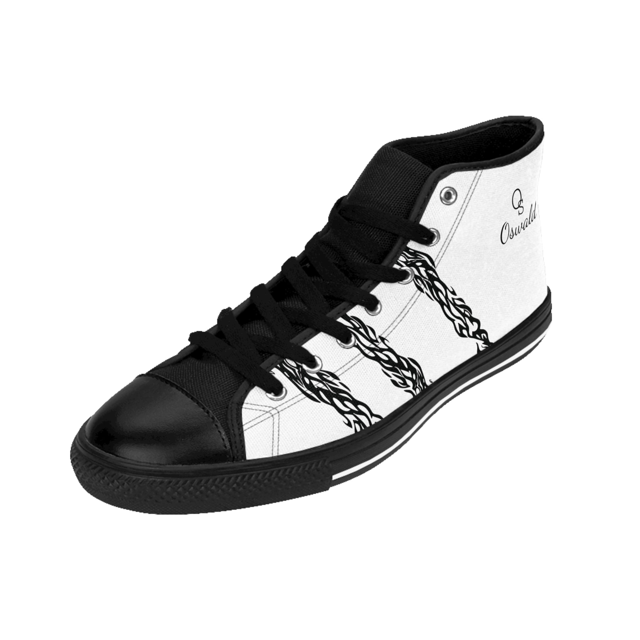 High-Top Chain Pattern Sneakers — Men's Classic Street Shoes