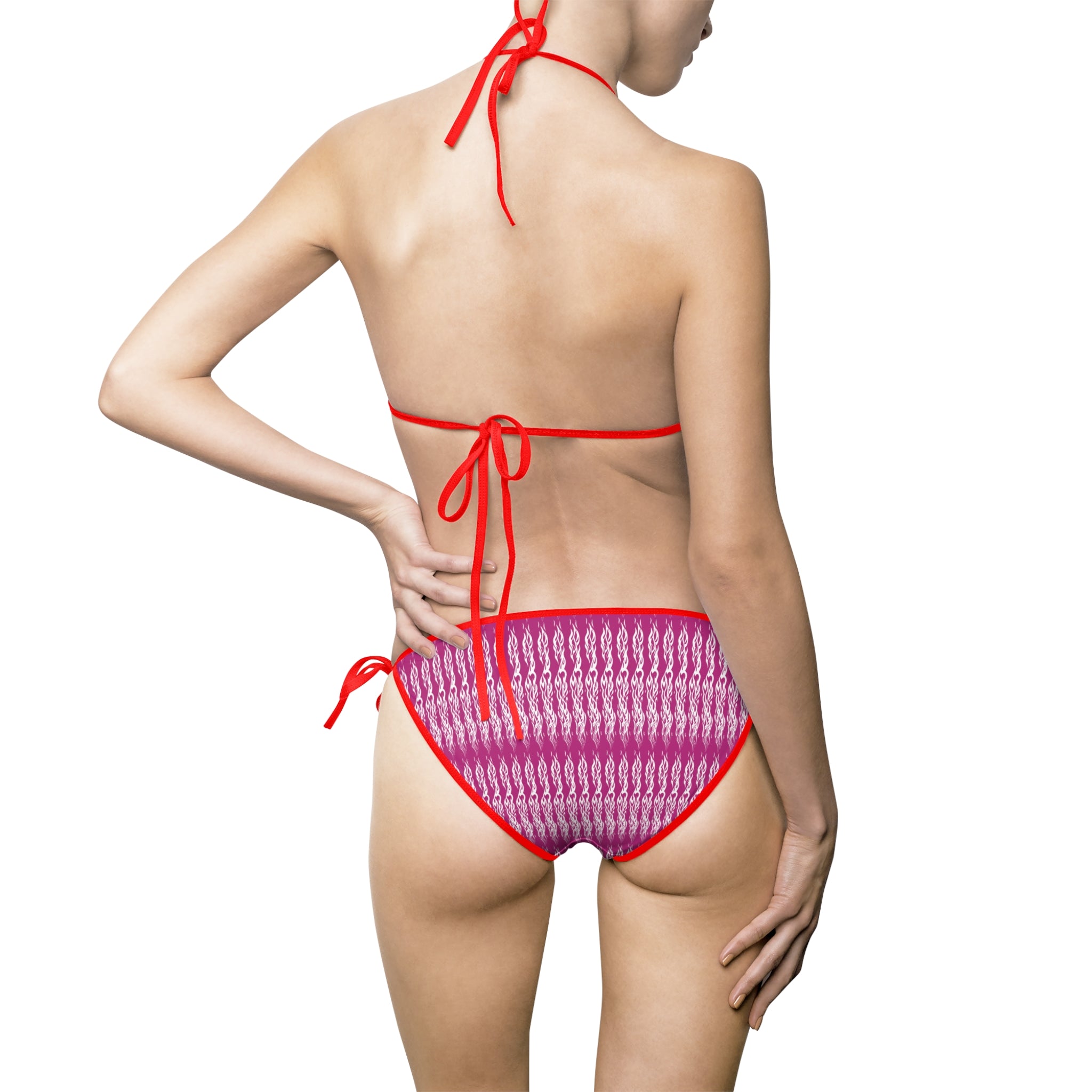 Pink Chevron Triangle Bikini — Women's Tie-Side Swimsuit