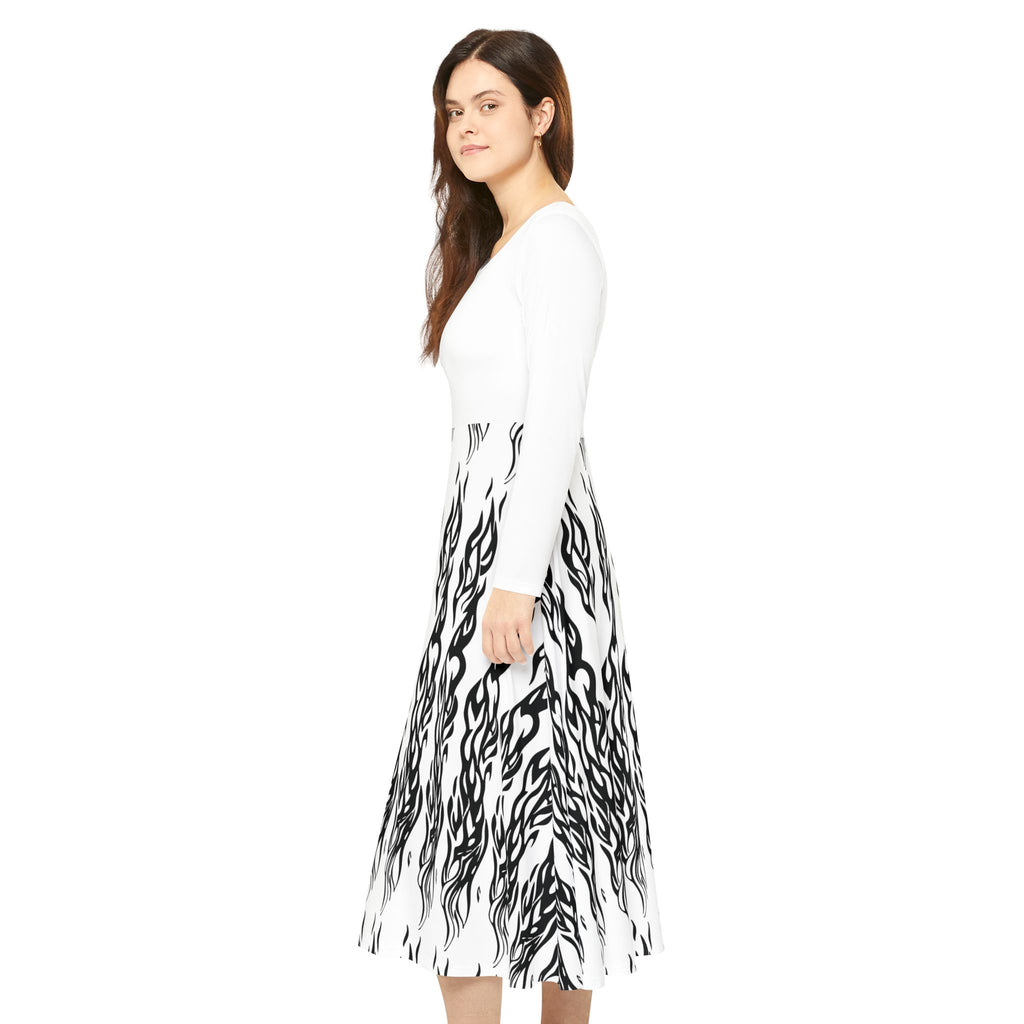 Long Sleeve Dance Dress — Women's AOP Skater Midi
