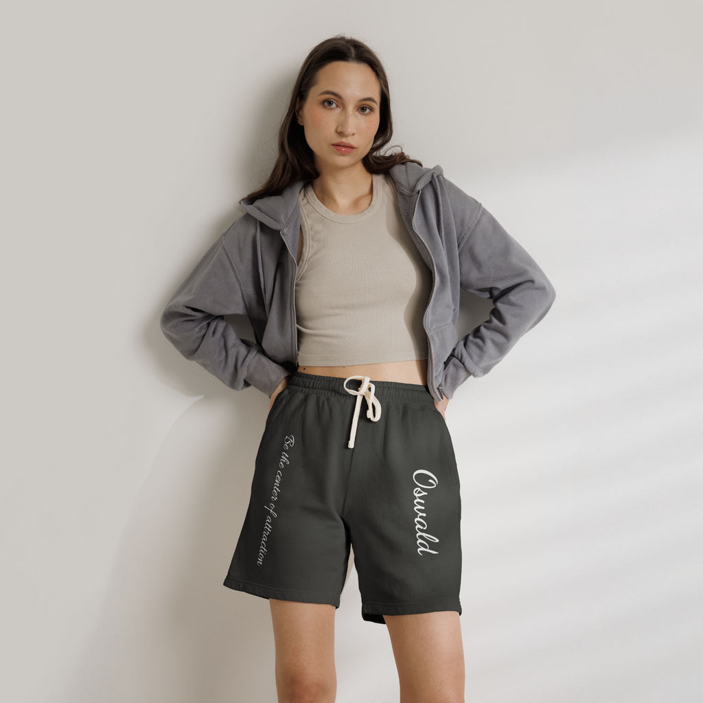Fleece Sweat Shorts — 'Oswald' Side Script Coral Lounge Shorts