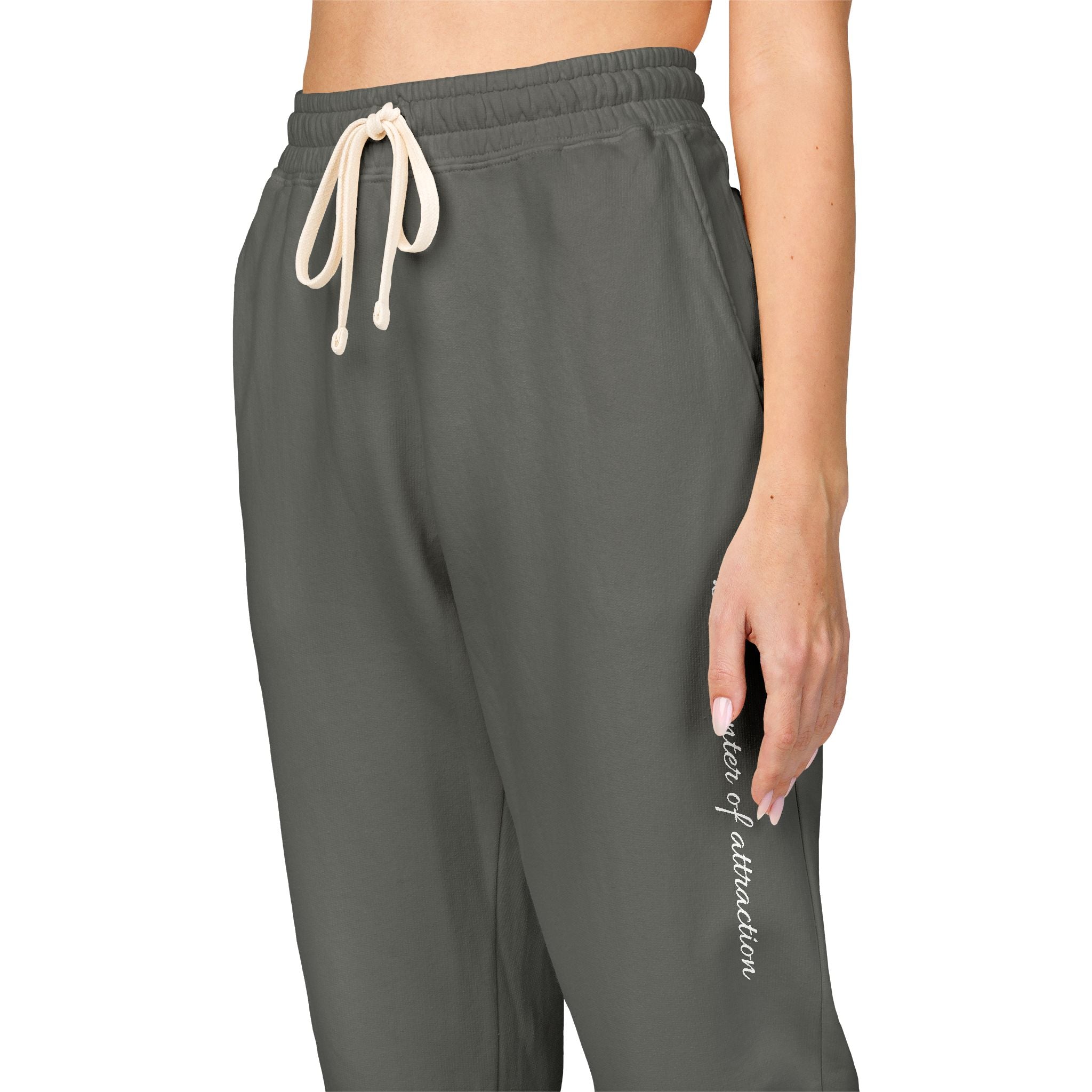 Garment-Dyed Fleece Sweatpants — Minimal Vertical Script Joggers
