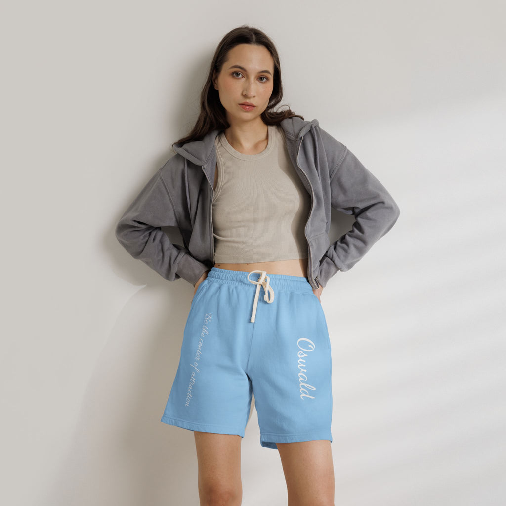 Fleece Sweat Shorts — 'Oswald' Side Script Coral Lounge Shorts