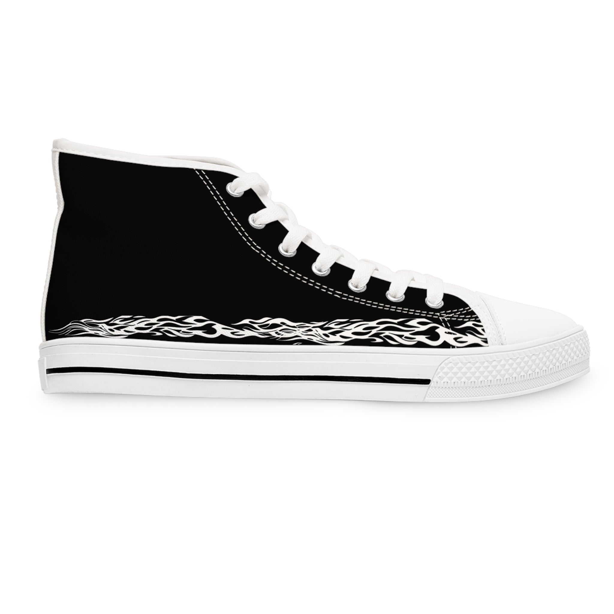 Women's High Top Sneakers — Black Tribal Chain Graphic Athletic Shoes