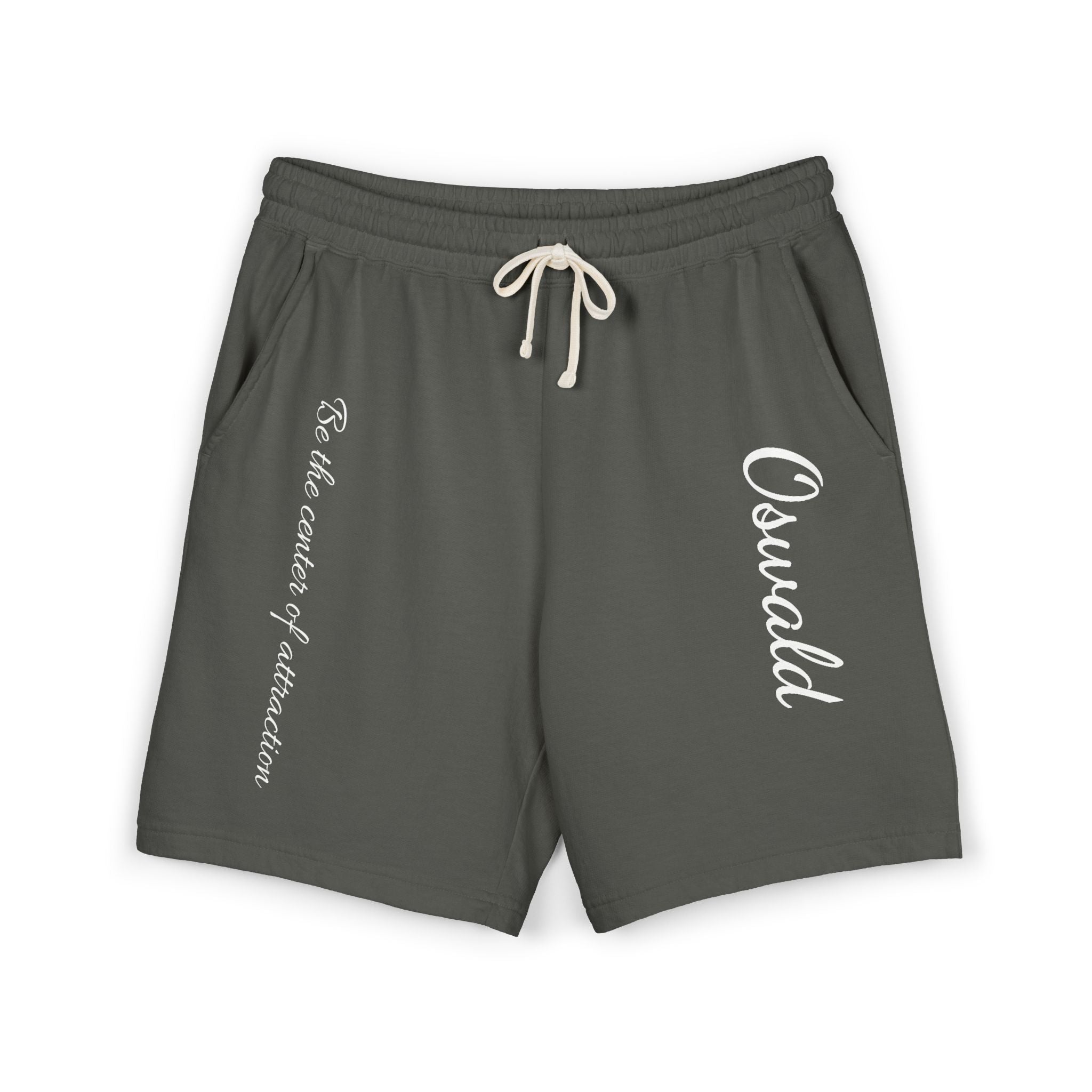 Fleece Sweat Shorts — 'Oswald' Side Script Coral Lounge Shorts