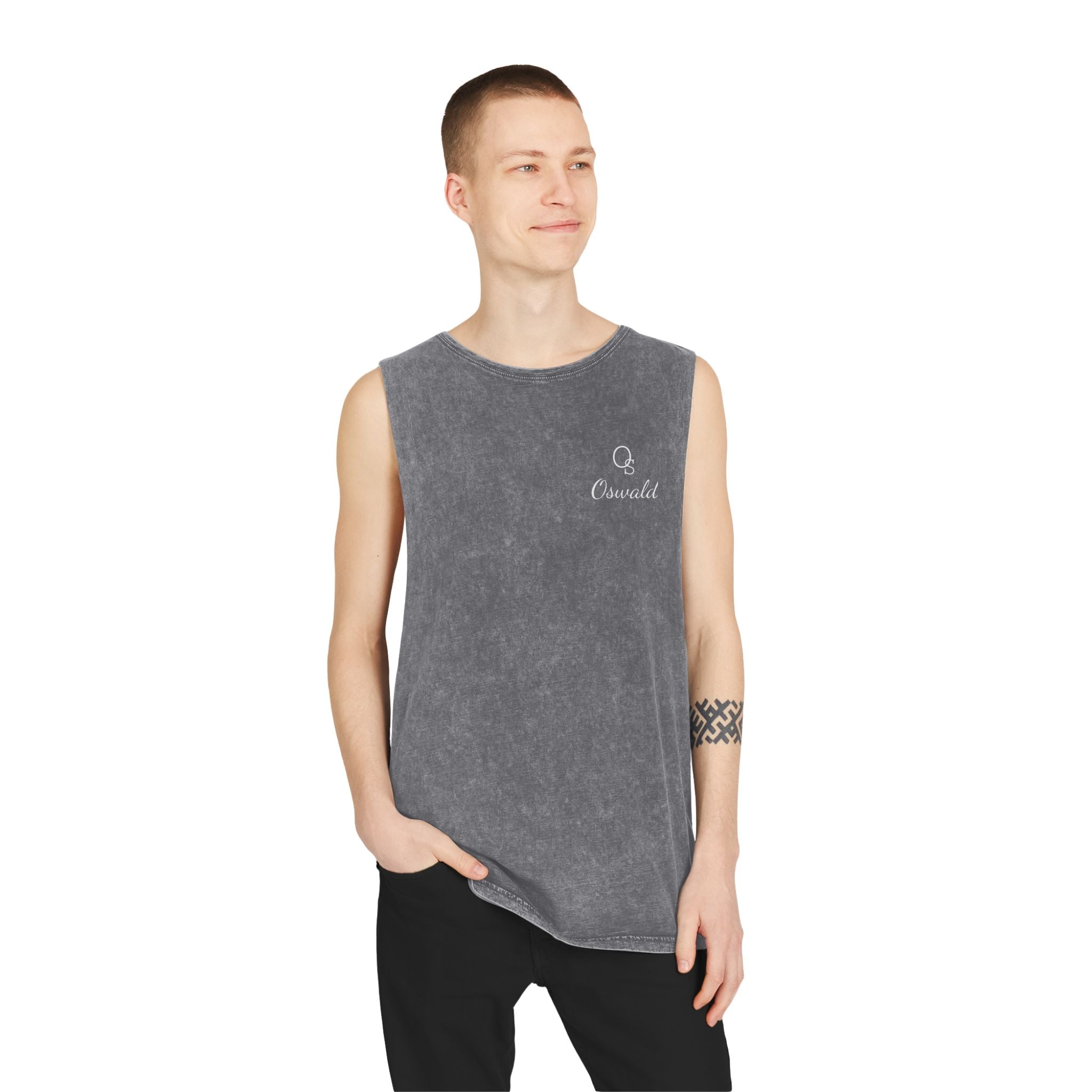 Crescent Moon Stonewash Tank Top — Minimal ‘Crescent’ Chest Logo