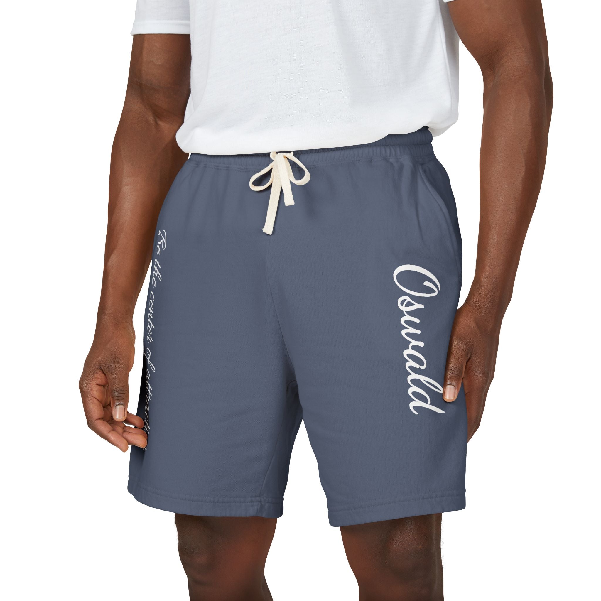 Fleece Sweat Shorts — 'Oswald' Side Script Coral Lounge Shorts