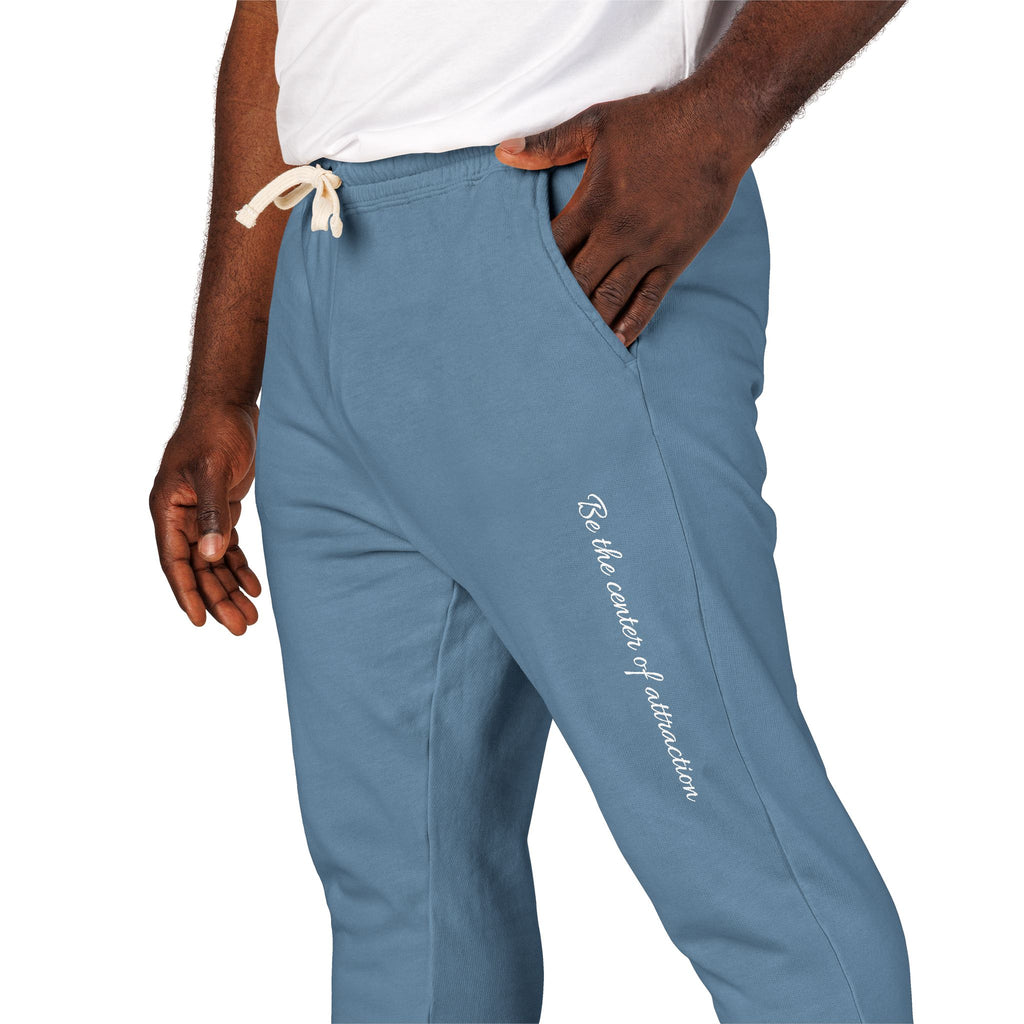 Garment-Dyed Fleece Sweatpants — Minimal Vertical Script Joggers