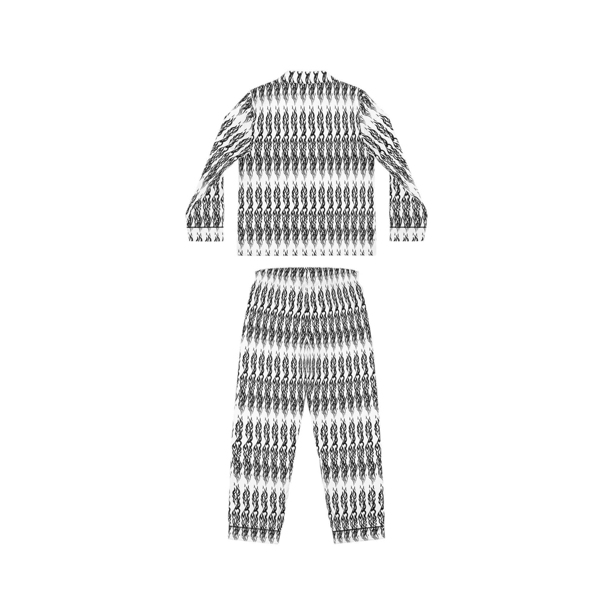 Black & White Geometric Satin Pajama Set — Women’s Luxe Sleepwear