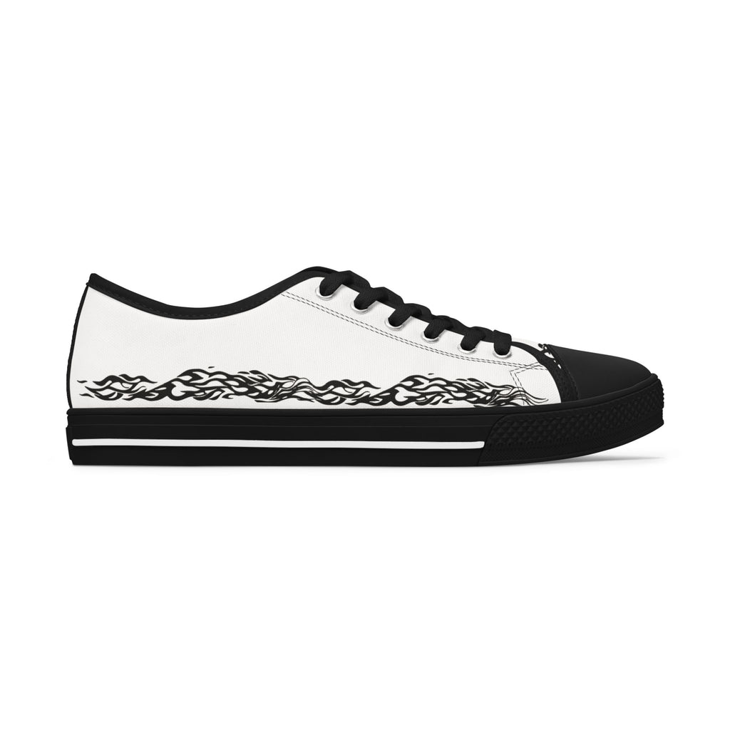 Low Top Sneakers — White Canvas with Side Print