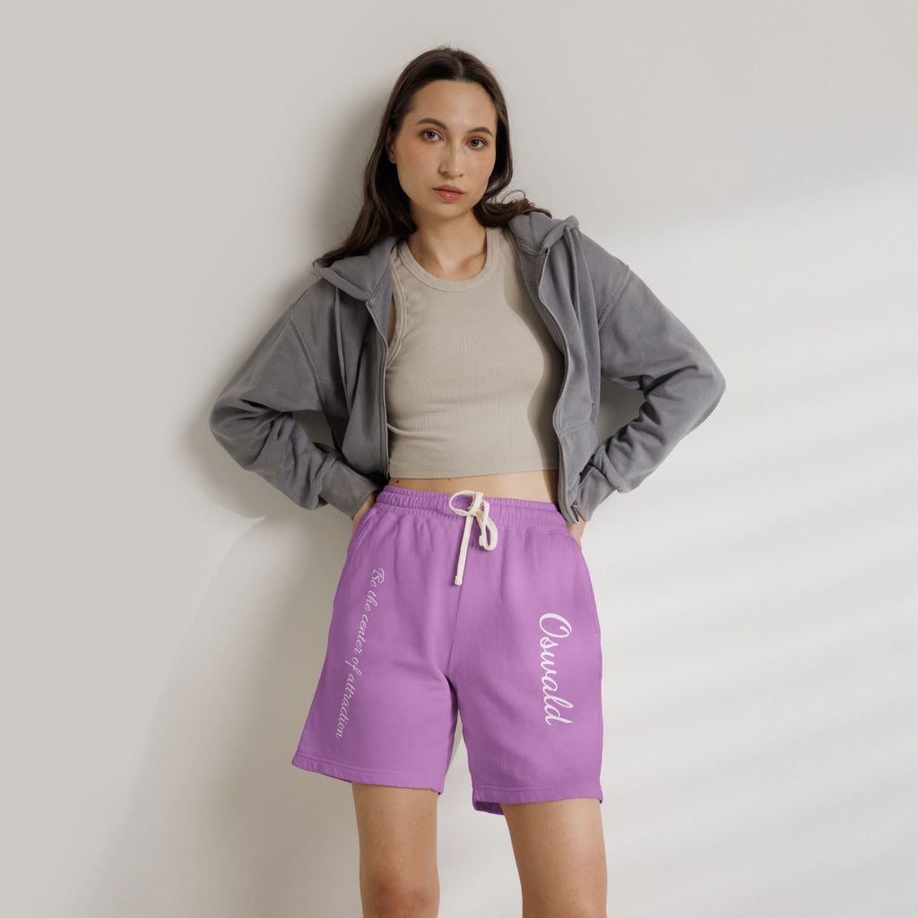 Fleece Sweat Shorts — 'Oswald' Side Script Coral Lounge Shorts
