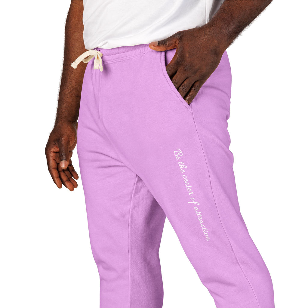 Garment-Dyed Fleece Sweatpants — Minimal Vertical Script Joggers