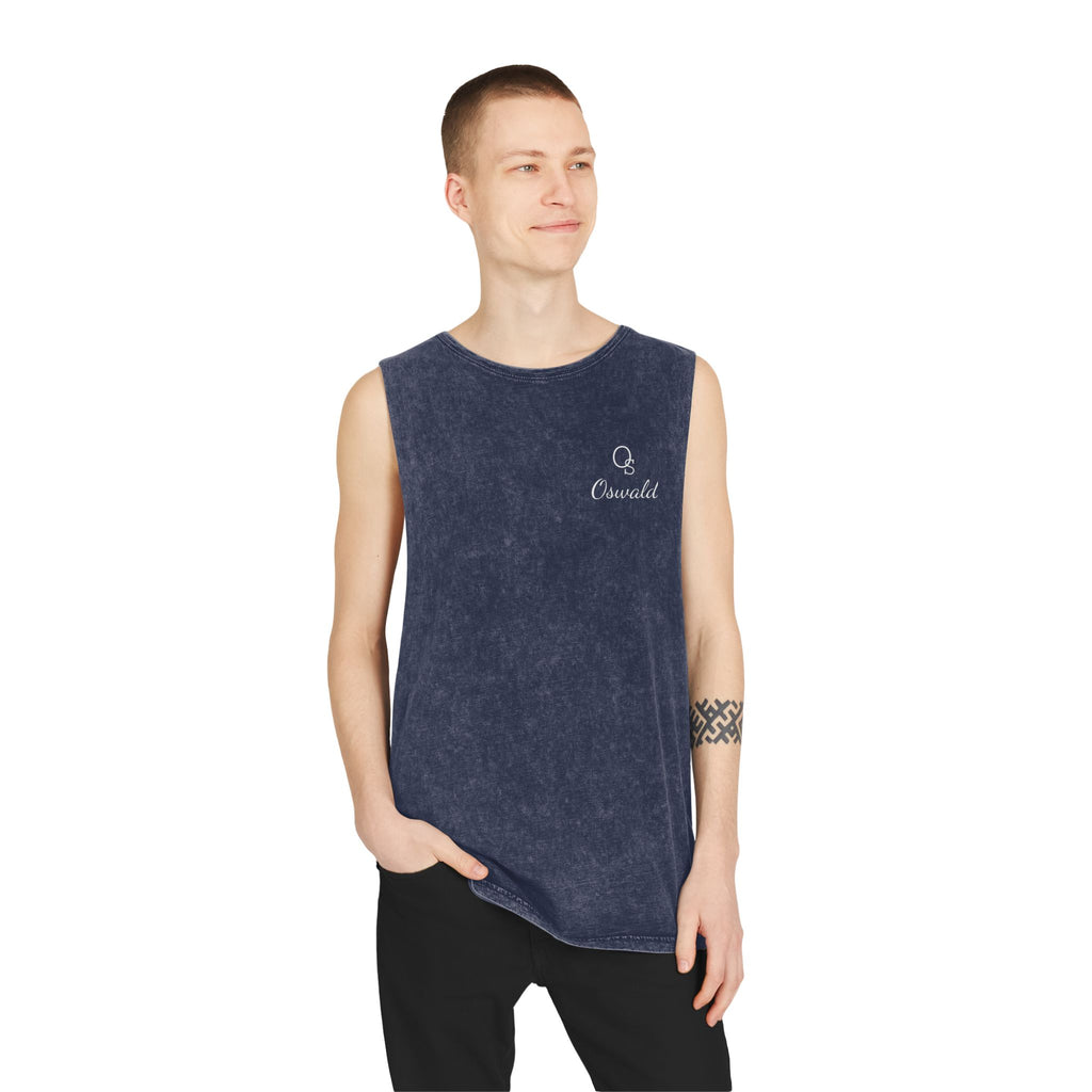 Crescent Moon Stonewash Tank Top — Minimal ‘Crescent’ Chest Logo