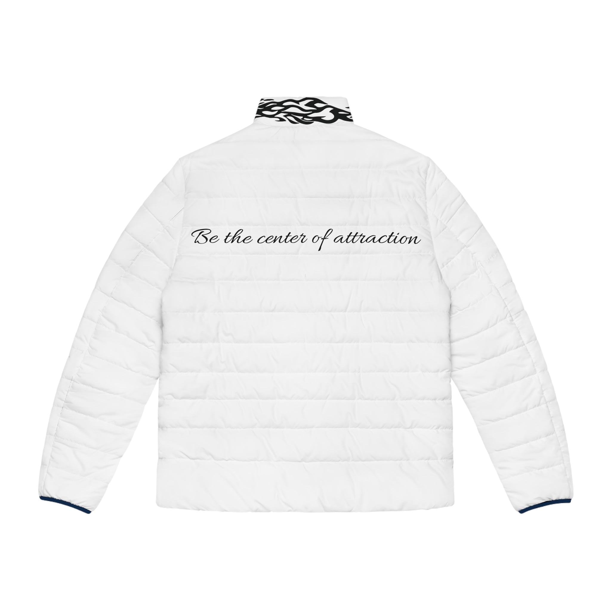Men's Puffer Jacket —  with Black Tribal Accents