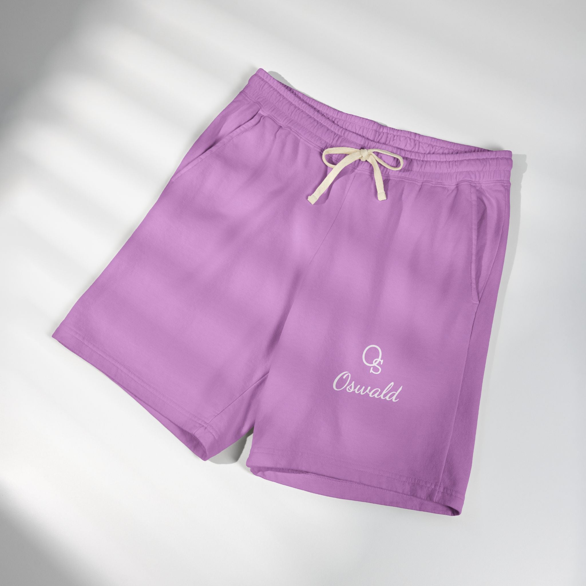 Lightweight Fleece Sweat Shorts — Casual Garment-Dyed Lounge Shorts with Script Logo