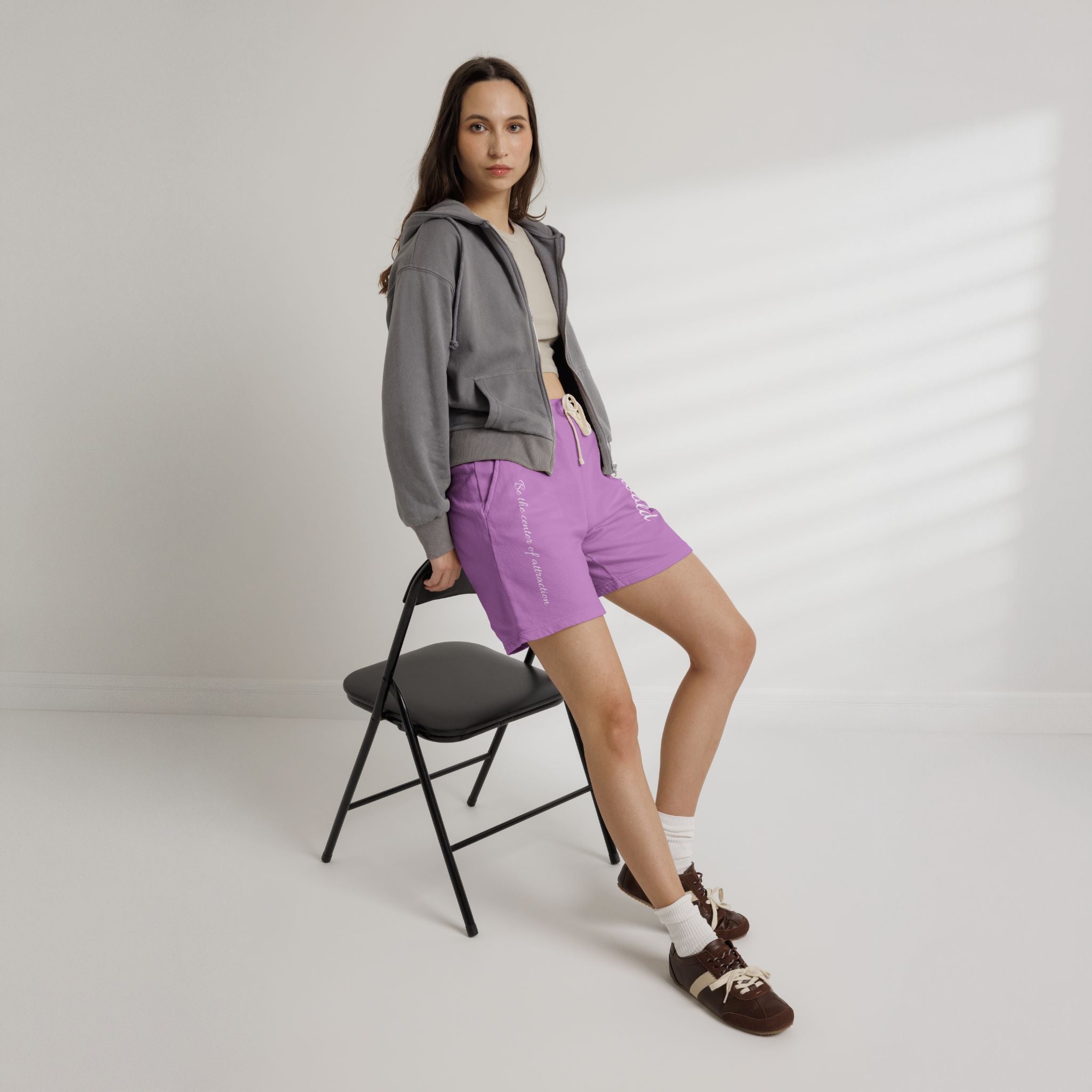 Fleece Sweat Shorts — 'Oswald' Side Script Coral Lounge Shorts