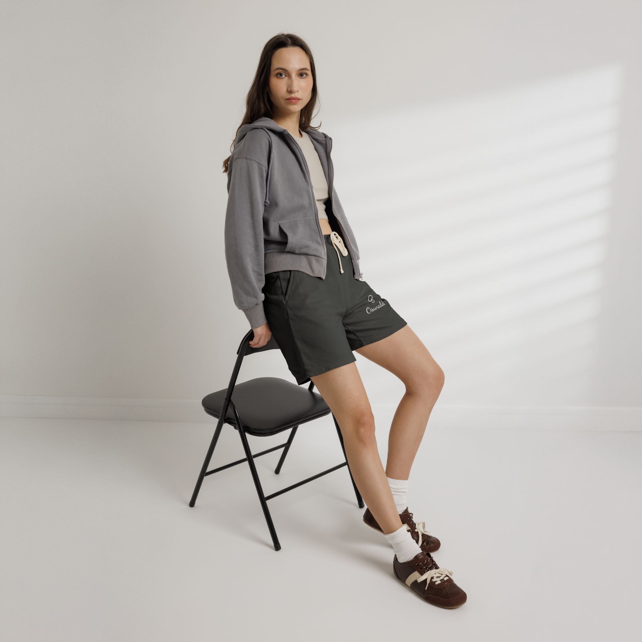 Lightweight Fleece Sweat Shorts — Casual Garment-Dyed Lounge Shorts with Script Logo