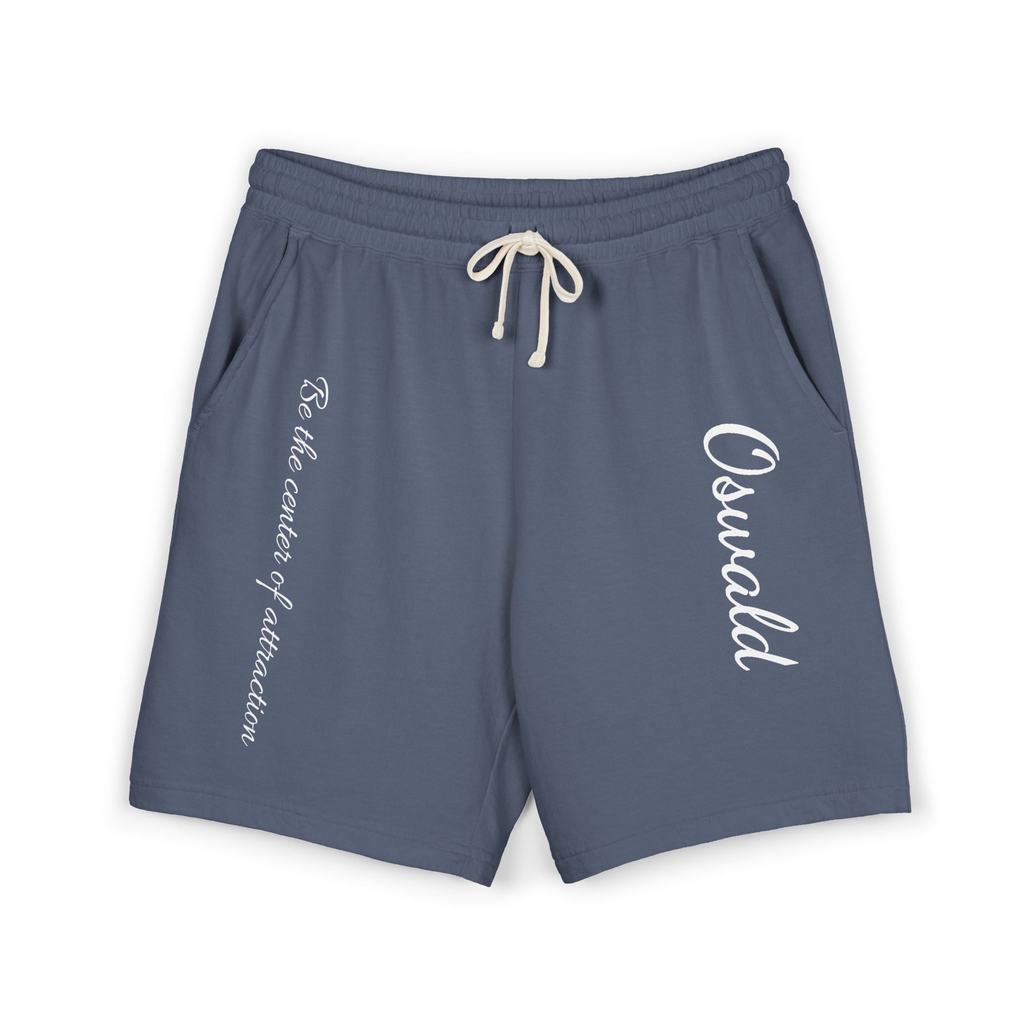 Fleece Sweat Shorts — 'Oswald' Side Script Coral Lounge Shorts