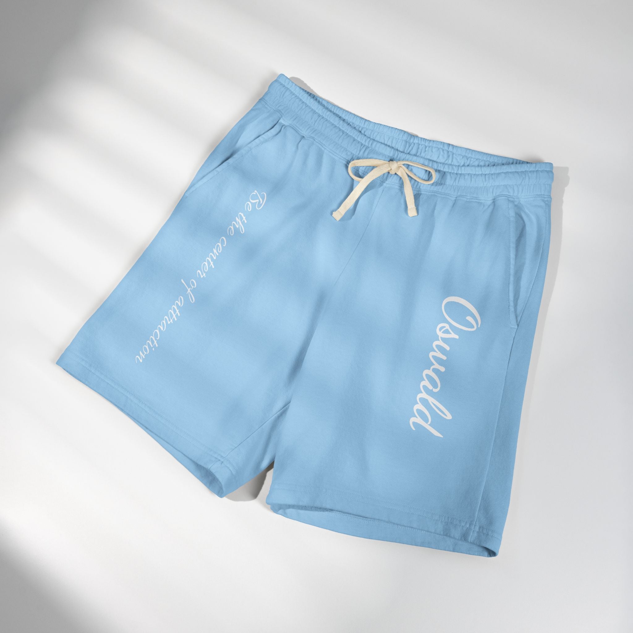 Fleece Sweat Shorts — 'Oswald' Side Script Coral Lounge Shorts
