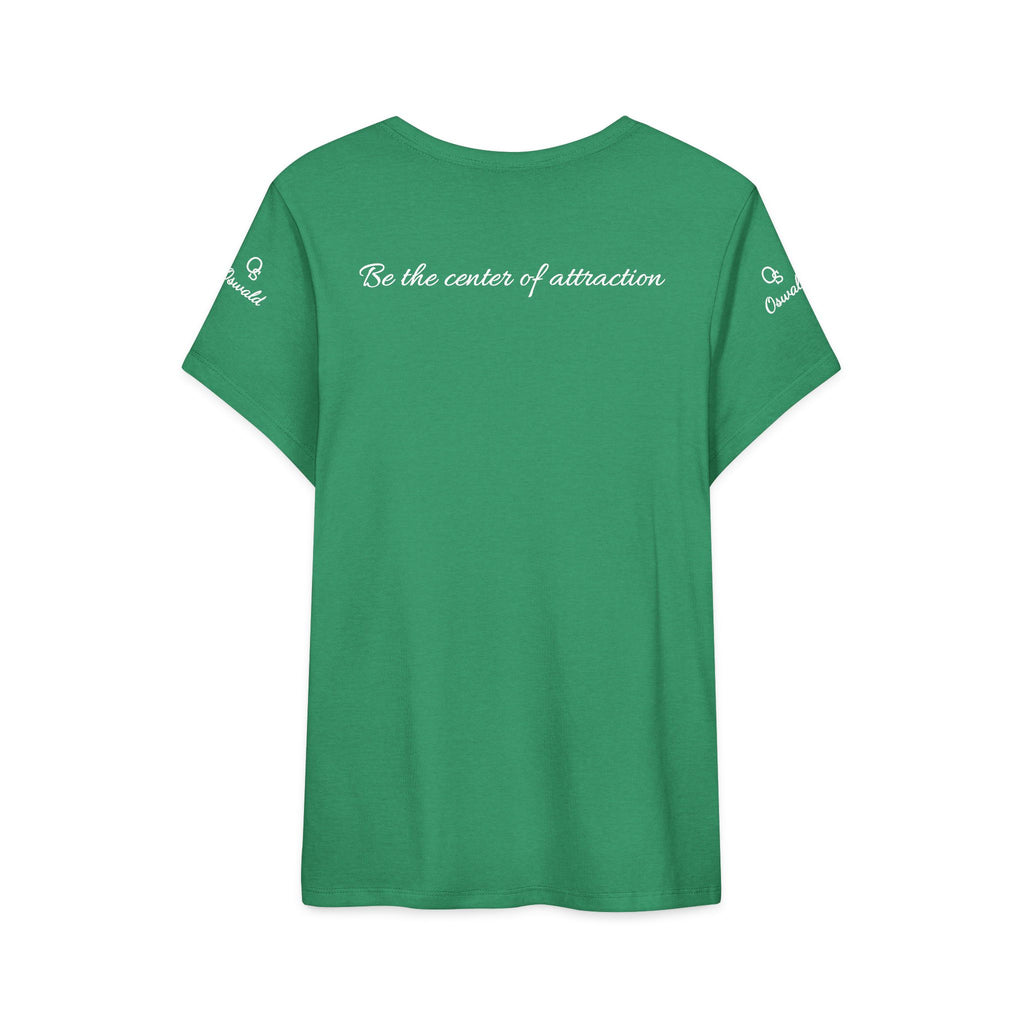 Oswald Script Women’s Tee — “Be the center of attraction” Graphic Shirt