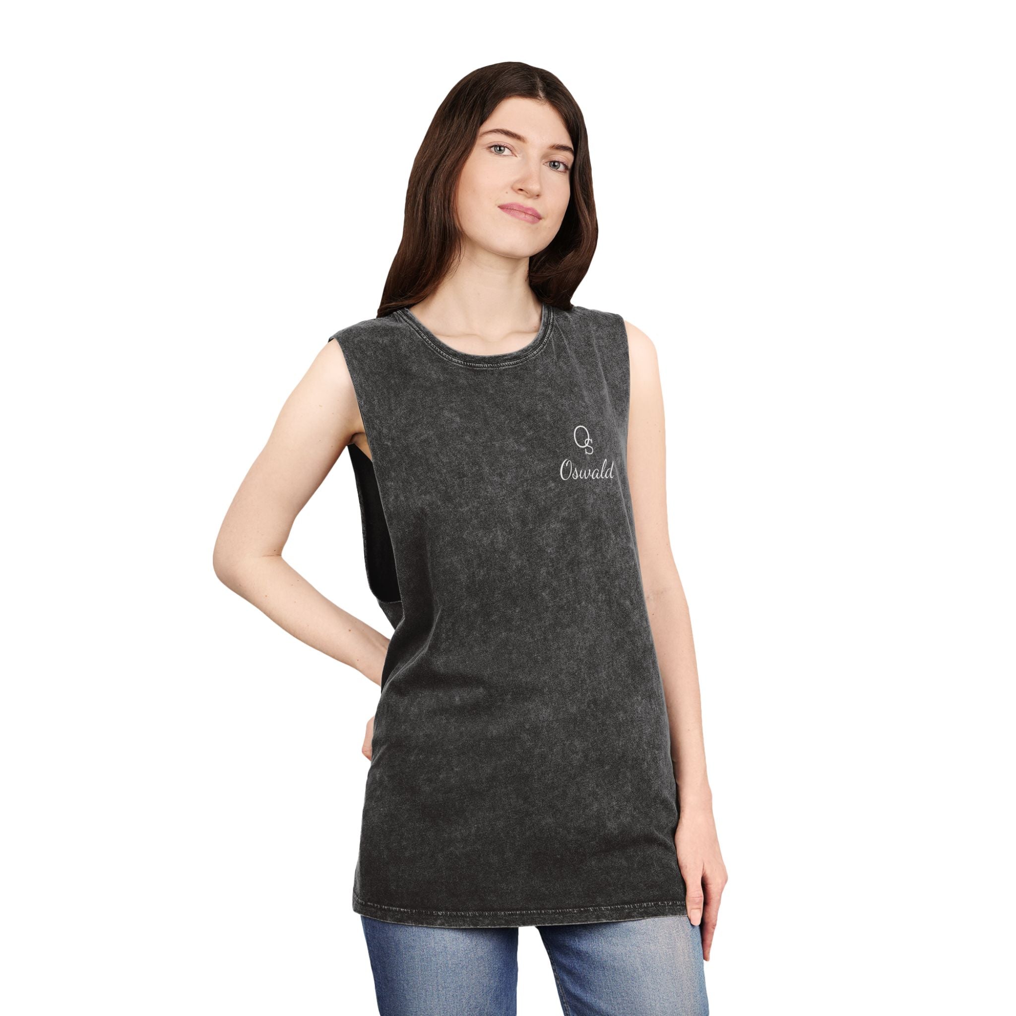 Crescent Moon Stonewash Tank Top — Minimal ‘Crescent’ Chest Logo