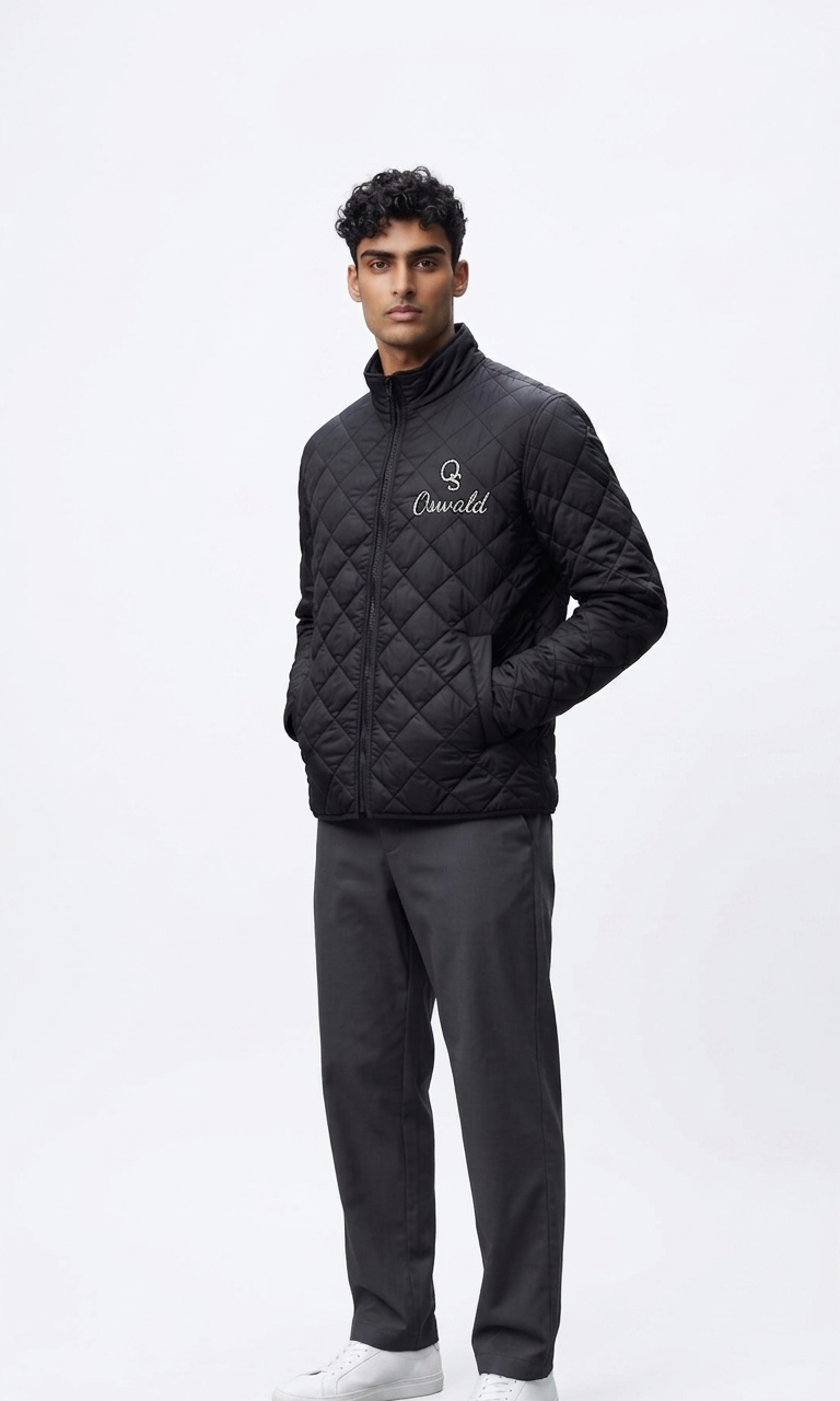 Quilted Full-Zip Jacket — Embroidered Chest logo