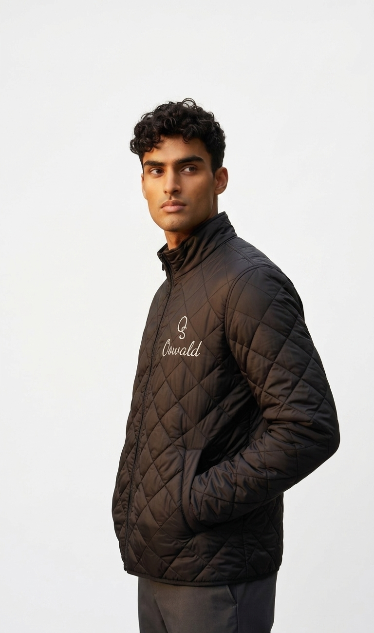 Quilted Full-Zip Jacket — Embroidered Chest logo