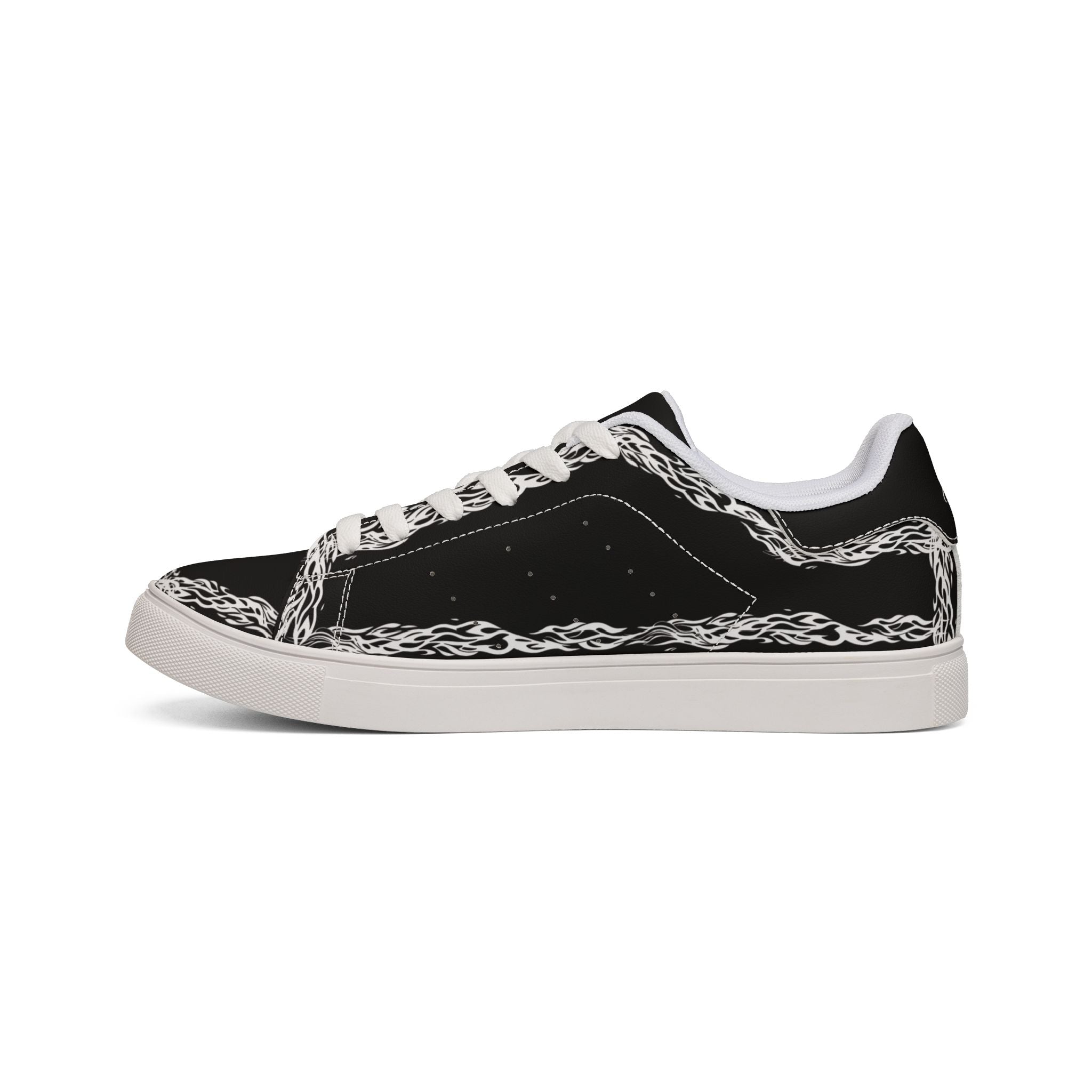 Leather Low-Top Sneakers — Black/White Men’s Casual Shoes